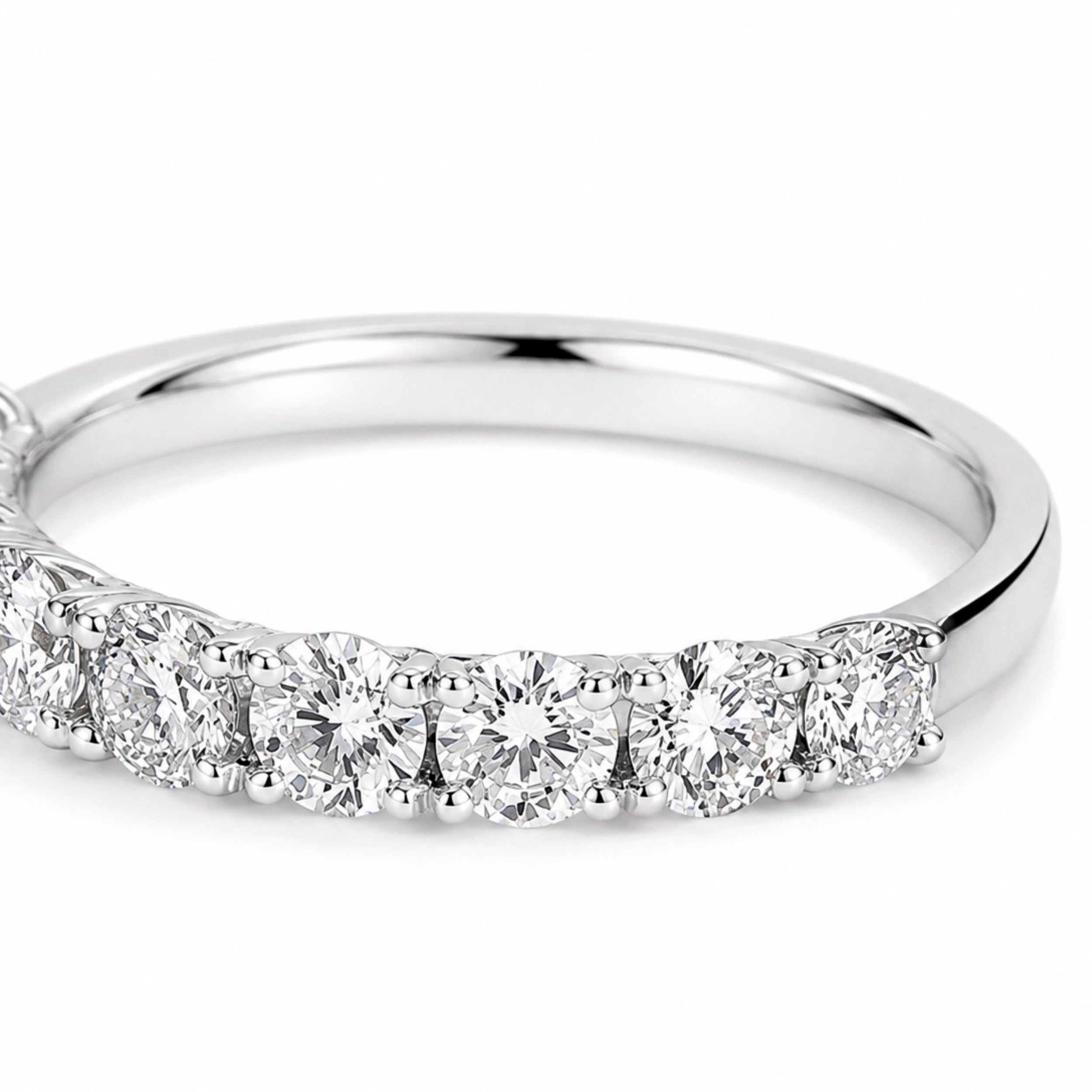 ハーフエタニティリング〖1.8ct/0.2ct×9石 3.8㎜〗ラボグロウンダイヤモンド|プラチナ900 or 950 / K18イエローゴールド|Fカラー VS1アップ エクセレントカット|受注制作/約50日でお届け