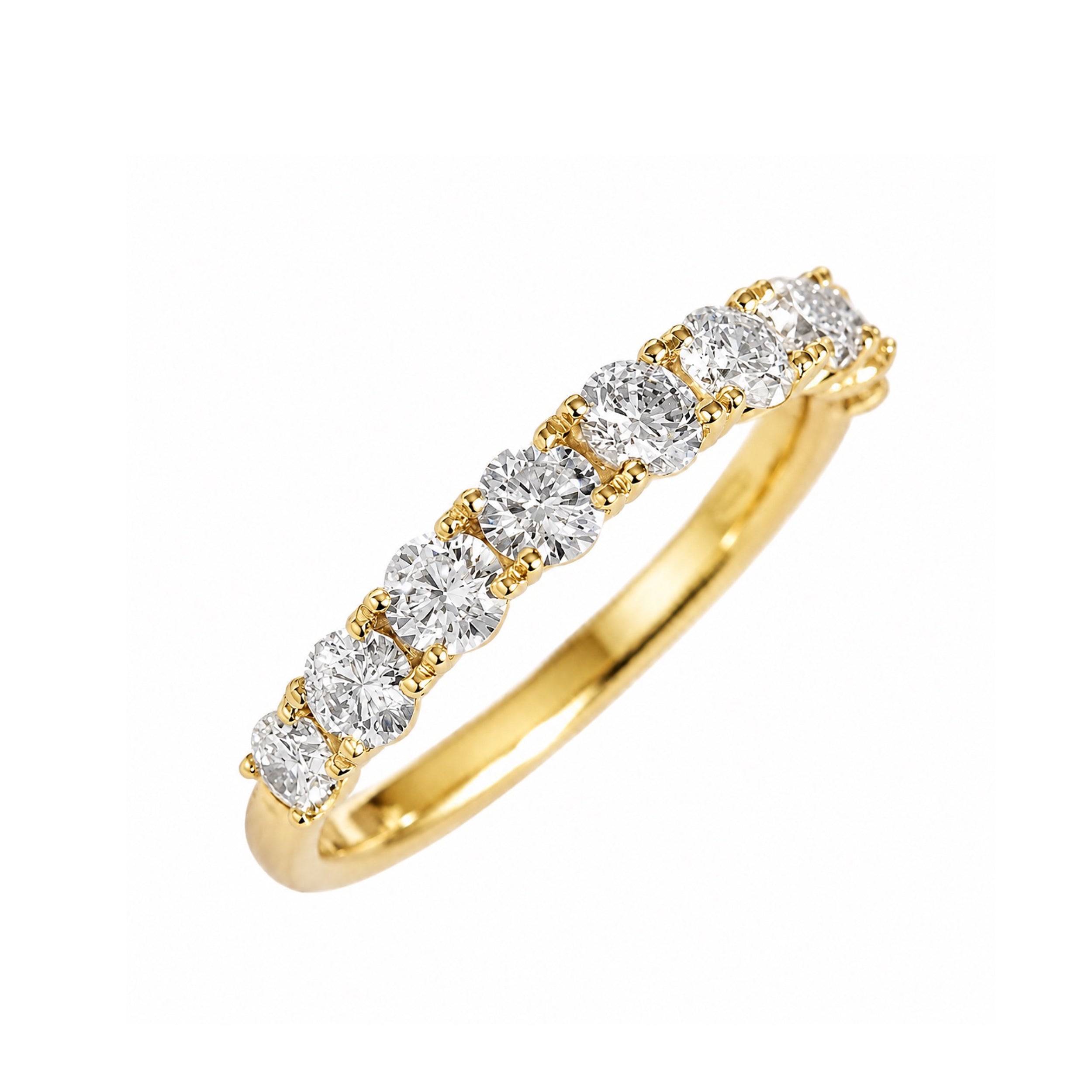 ハーフエタニティリング〖1.8ct/0.2ct×9石 3.8㎜〗ラボグロウンダイヤモンド|プラチナ900 or 950 / K18イエローゴールド|Fカラー VS1アップ エクセレントカット|受注制作/約50日でお届け