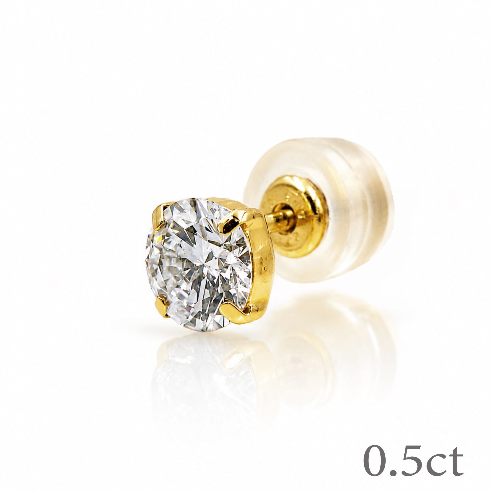 〖0.5ct / Fカラー VS1/エクセレントカット〗ラボグロウンダイヤモンド ピアス片方|プラチナ900 / K18イエローゴールド|ラウンドブリリアント|鑑定書無し|定番人気 受注制作/約50日でお届け|NAYA-007