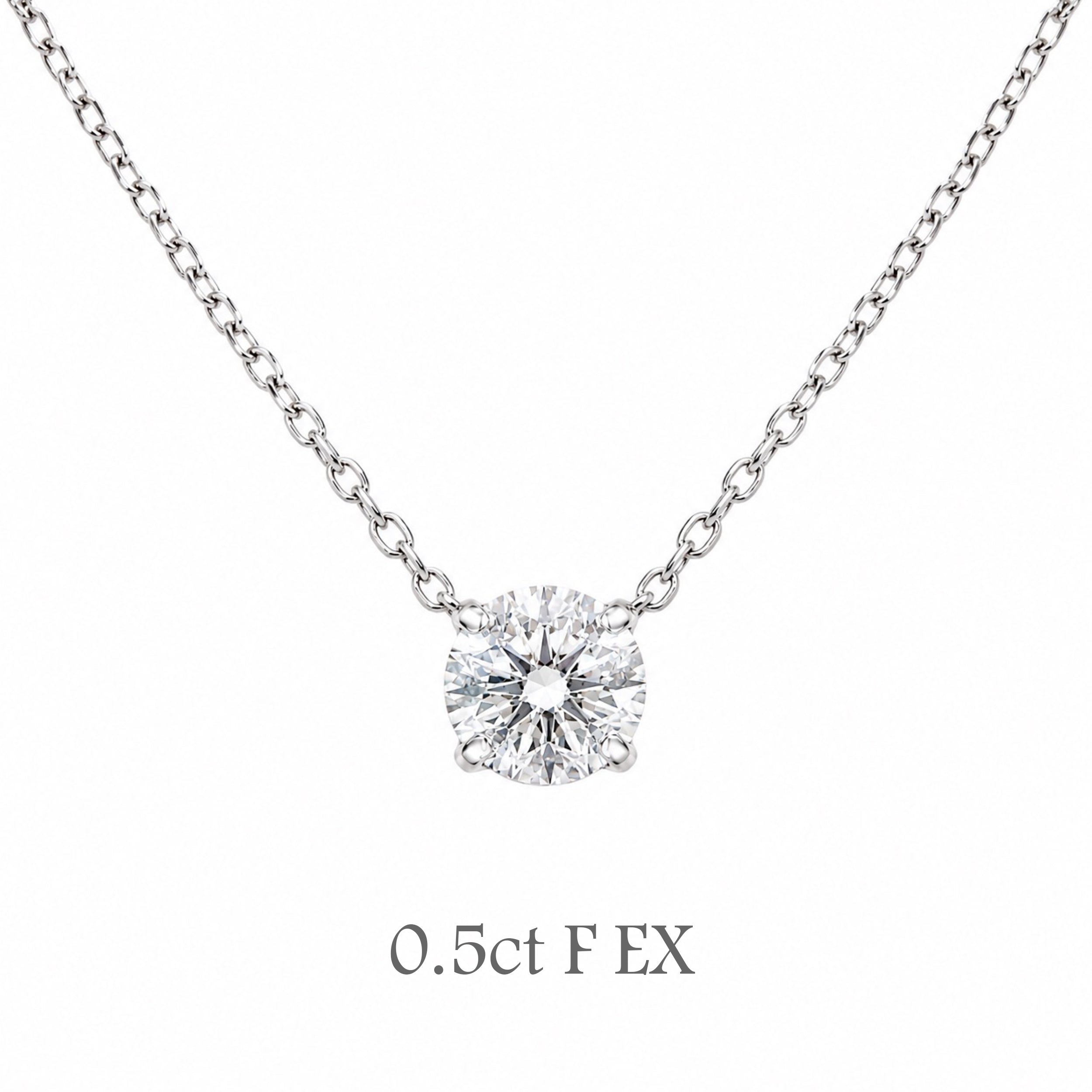 〖0.5ct / Fカラー/VS1/エクセレントカット/鑑定書無し/二段腰〗ラボグロダイヤモンド ペンダント両吊りタイプ|プラチナ900 / K18イエローゴールド|ラウンドブリリアント|鑑定書無し|定番人気 受注制作/約50日でお届け|NAYA-015