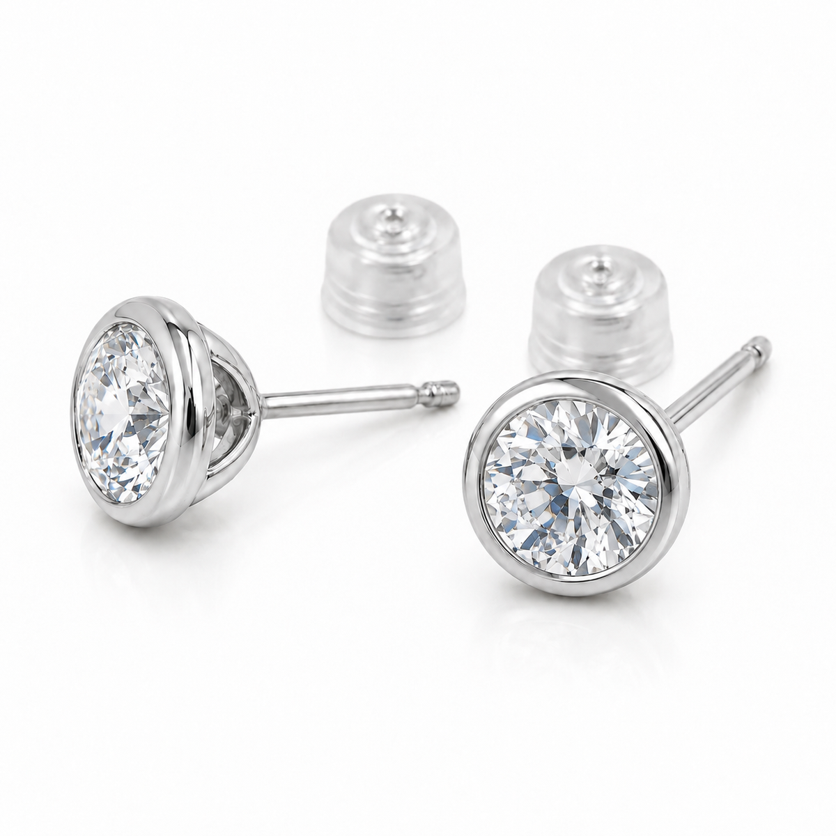 〖0.5ct × 2p / Fカラー VS1アップ EX〗ラボグロウンダイヤモンド ベゼルタイプ スタッドピアス|ラウンドブリリアント|受注制作/約40〜60日でお届け