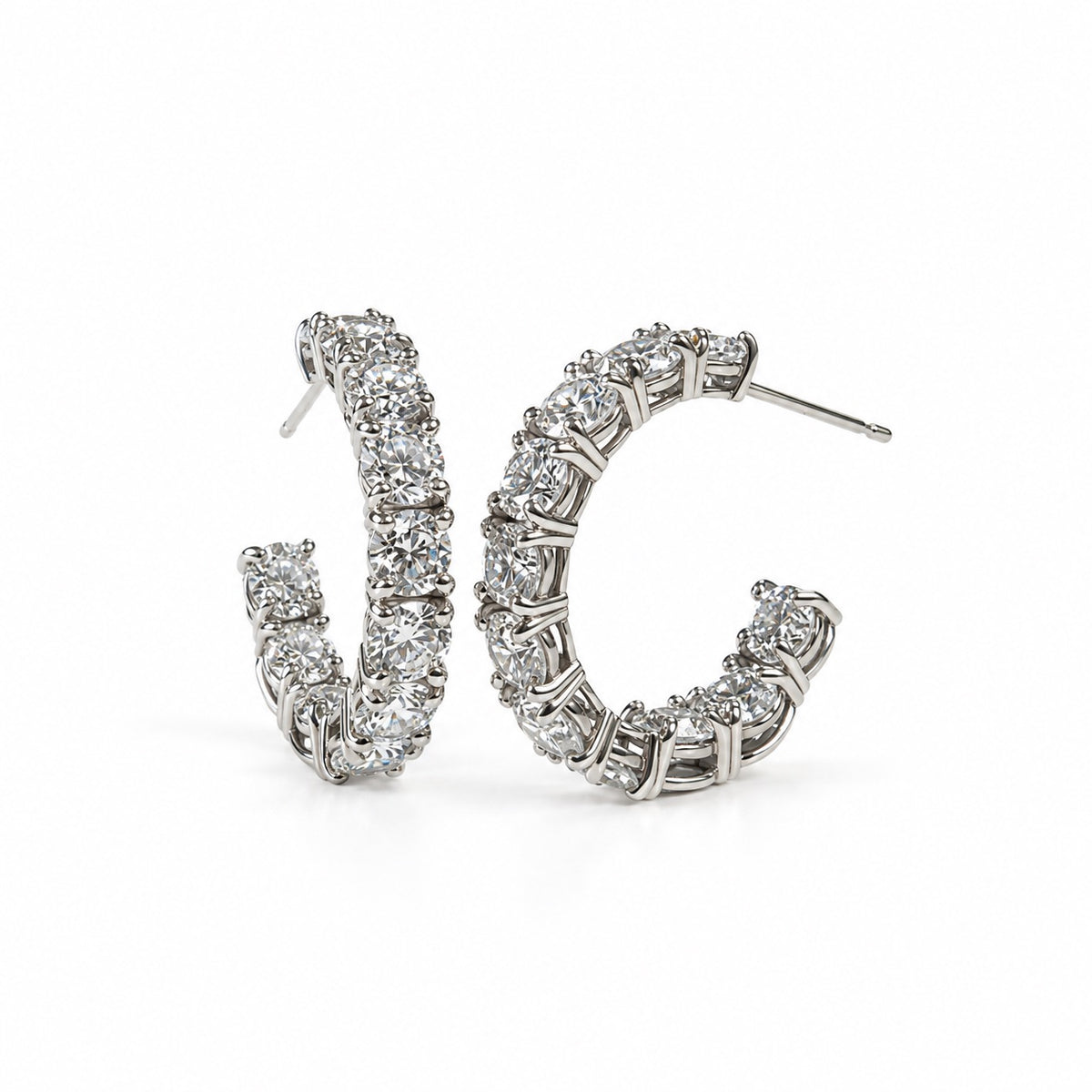 ダイヤモンドエタニティフープピアス〖合計4ct超え/0.2ct×11石 幅約4mm 外周約21mm〗ラボグロウンダイヤモンド|PT900/PT950 / K18イエローゴールド|Fカラー VS1アップ EX|鑑定書なし|受注制作