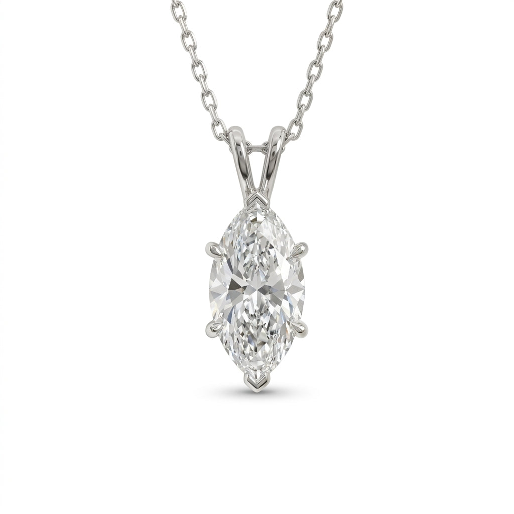 〖2ct / Fカラー VVS2〗ラボグロウンダイヤモンド ペンダント|プラチナ900/850|マーキーズカット|IGI鑑定書付き -オーダー制作・納期1−2ヶ月 ND-P001