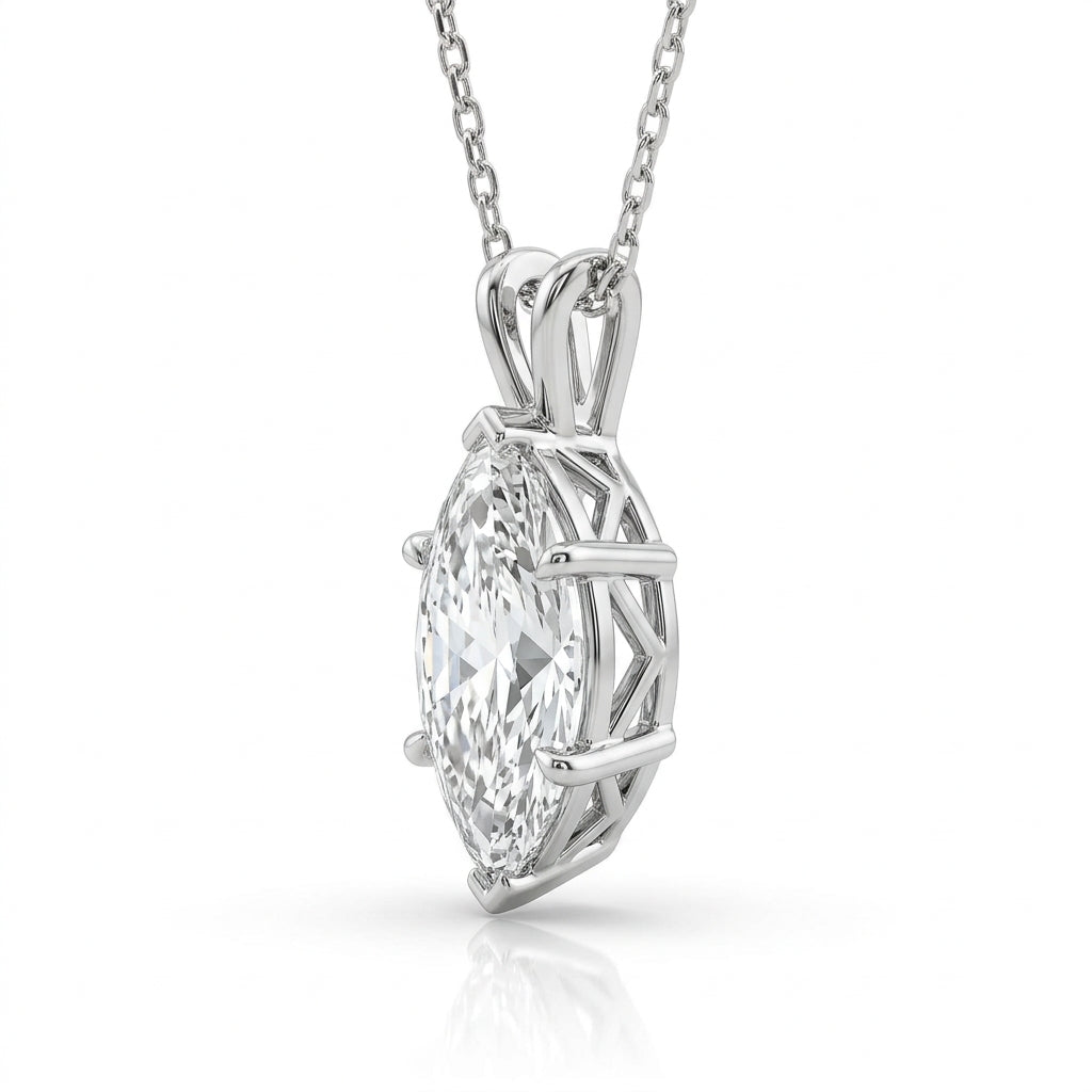 〖2ct / Fカラー VVS2〗ラボグロウンダイヤモンド ペンダント|プラチナ900/850|マーキーズカット|IGI鑑定書付き -オーダー制作・納期1−2ヶ月 ND-P001