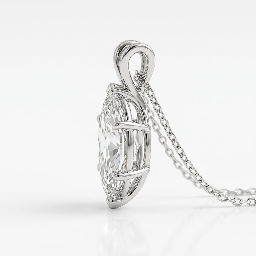 〖2ct / Fカラー VVS2〗ラボグロウンダイヤモンド ペンダント|プラチナ900/850|マーキーズカット|IGI鑑定書付き -オーダー制作・納期1−2ヶ月 ND-P001