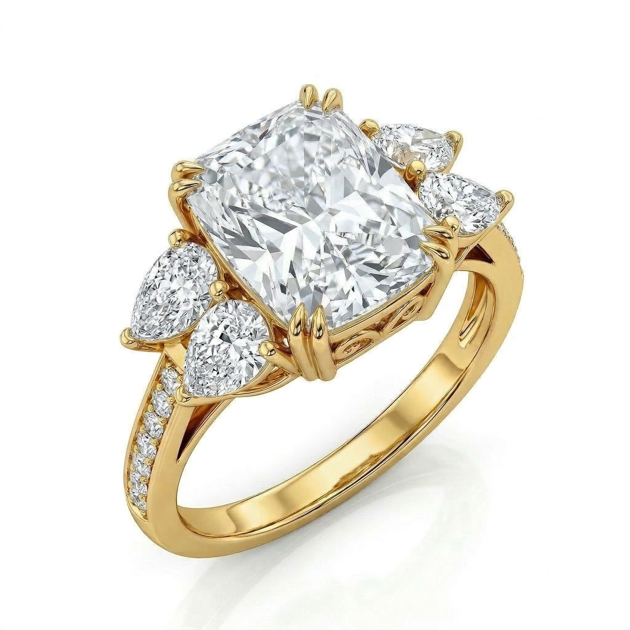 〖5ct / Dカラー VVS1〗ラボグロウンダイヤモンド リング|K18イエローゴールド|クッションカット|IGI鑑定書付き -オーダー制作・納期1−2ヶ月 ND-R016