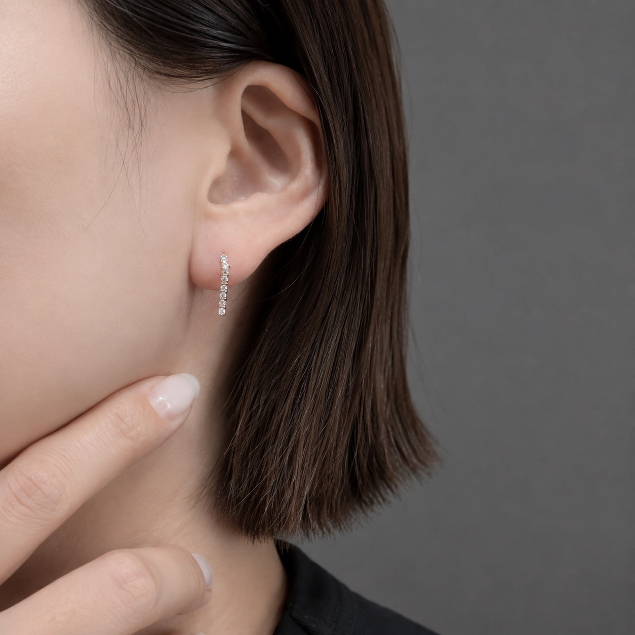 テニスピアス〖0.15ct×2/1.5㎝ 8コマ 〗ラボグロウンダイヤモンド|プラチナ900 / K18イエローゴールド|FカラーVS1アップ 受注制作/約50日でお届け
