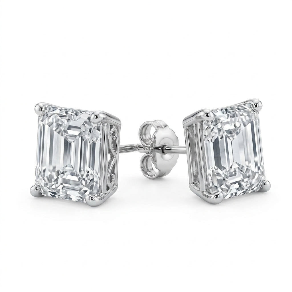 〖5ct×2 /トータル10ct Dカラー VVS2〗ラボグロウンダイヤモンド ピアス|プラチナ900|エメラルドカット|IGI鑑定書付き -オーダー制作・納期1−2ヶ月 ND-E005