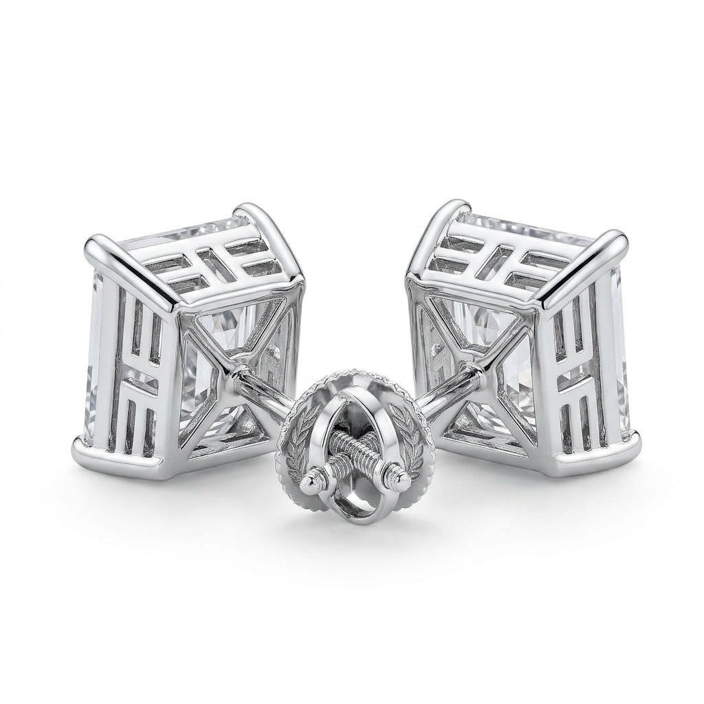 〖5ct×2 /トータル10ct Dカラー VVS2〗ラボグロウンダイヤモンド ピアス|プラチナ900|エメラルドカット|IGI鑑定書付き -オーダー制作・納期1−2ヶ月 ND-E005