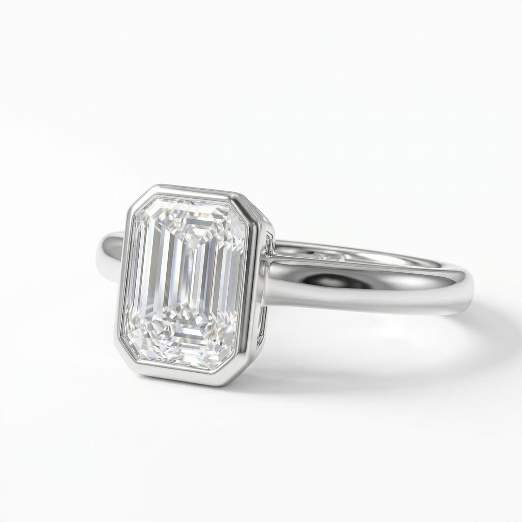 〖2ct / Dカラー VVS1〗ラボグロウンダイヤモンド リング|プラチナ900|エメラルドカット|IGI鑑定書付き -オーダー制作・納期1−2ヶ月 ND-R006