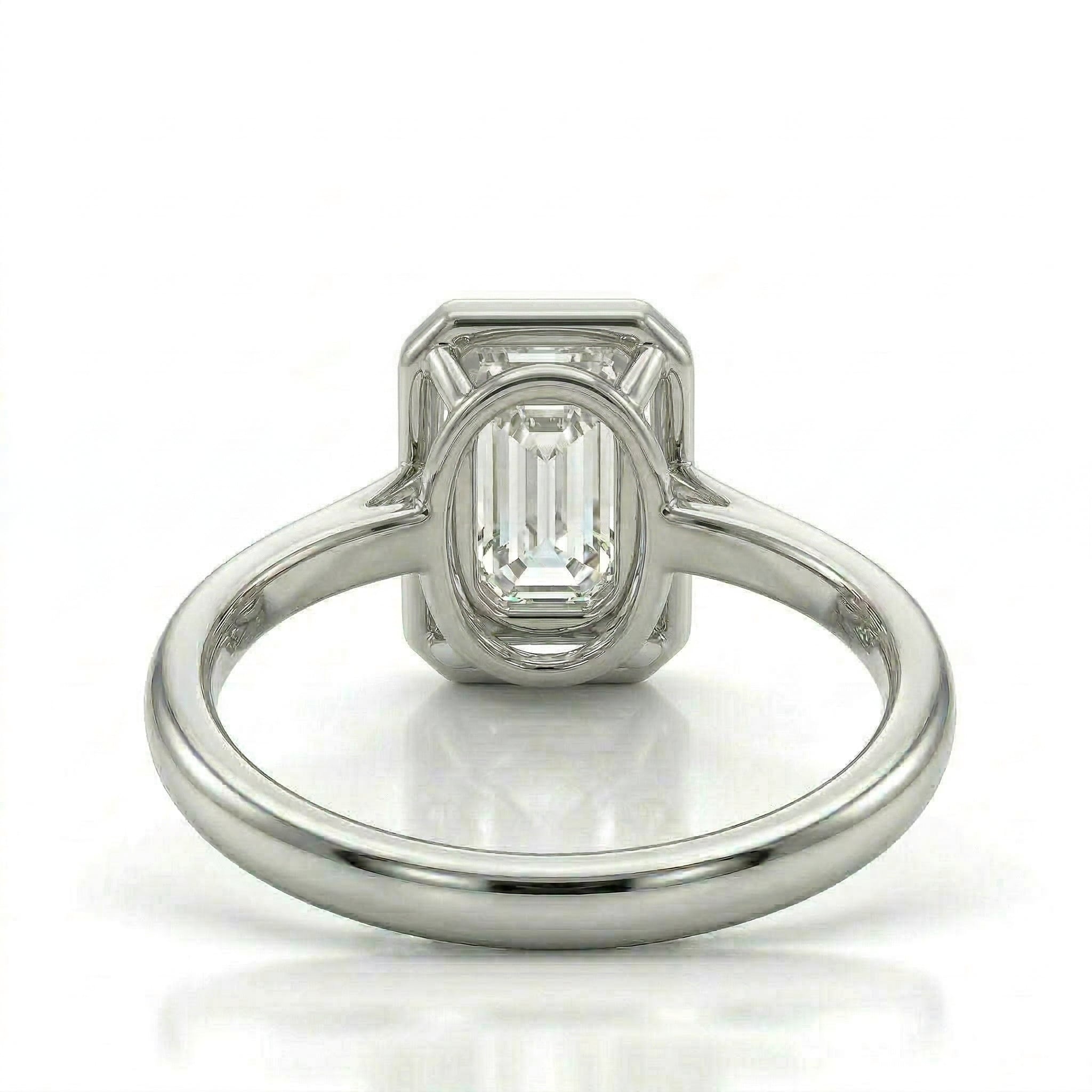 〖2ct / Dカラー VVS1〗ラボグロウンダイヤモンド リング|プラチナ900|エメラルドカット|IGI鑑定書付き -オーダー制作・納期1−2ヶ月 ND-R006