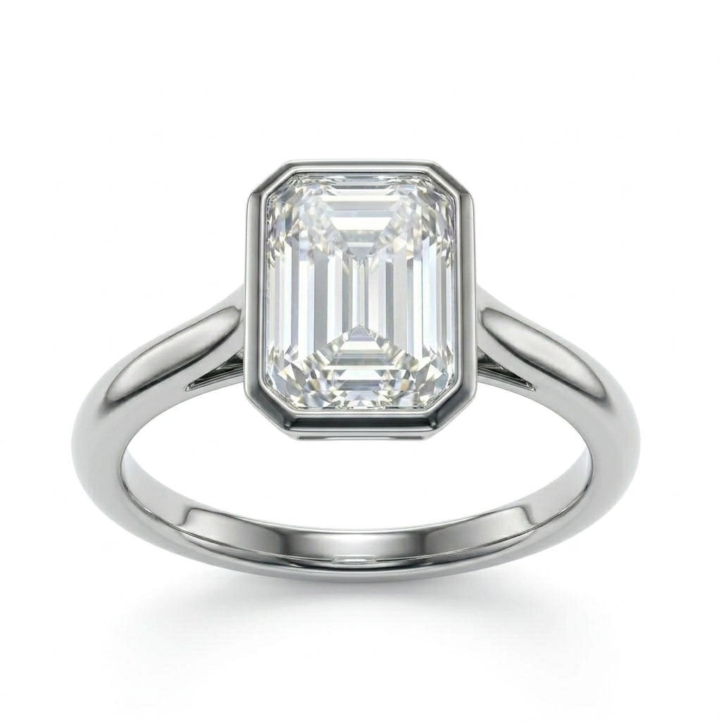 〖3ct / Dカラー VVS1〗ラボグロウンダイヤモンド リング|プラチナ900|エメラルドカット|IGI鑑定書付き -オーダー制作・納期1−2ヶ月 ND-R011