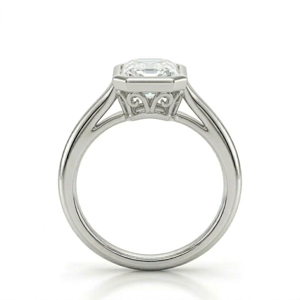 〖3ct / Dカラー VVS1〗ラボグロウンダイヤモンド リング|プラチナ900|エメラルドカット|IGI鑑定書付き -オーダー制作・納期1−2ヶ月 ND-R011
