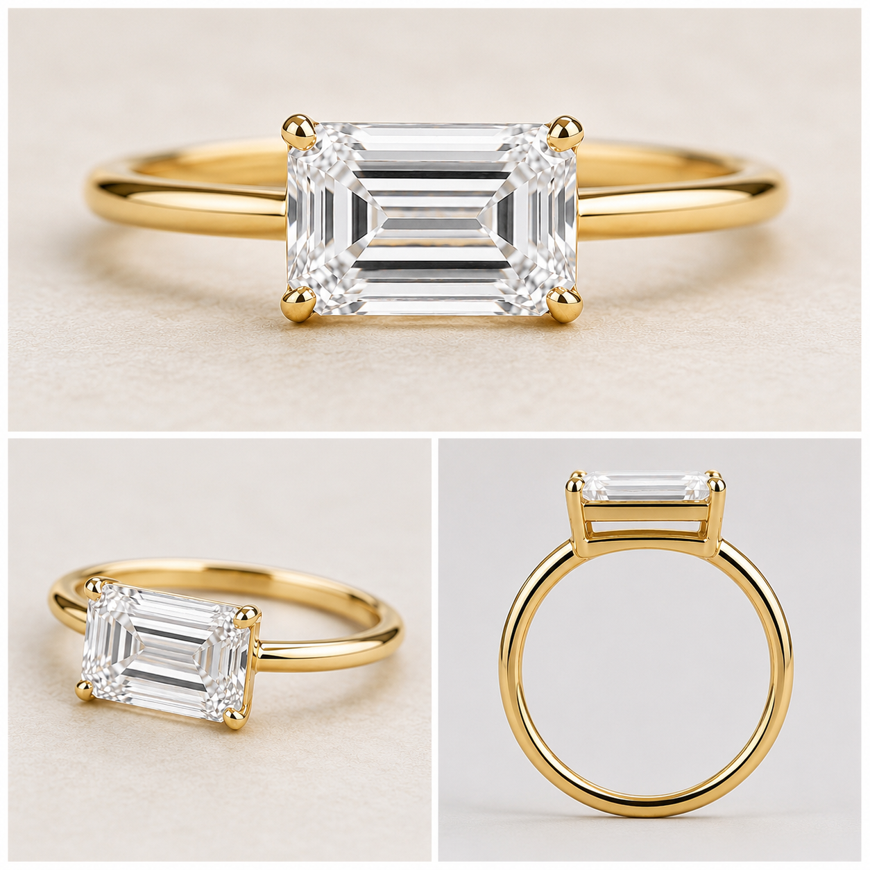 【お客様専用ページ】エメラルドカット リング オーダーメイド 追加分|3.05ct Dカラー IF|K18イエローゴールド|8号