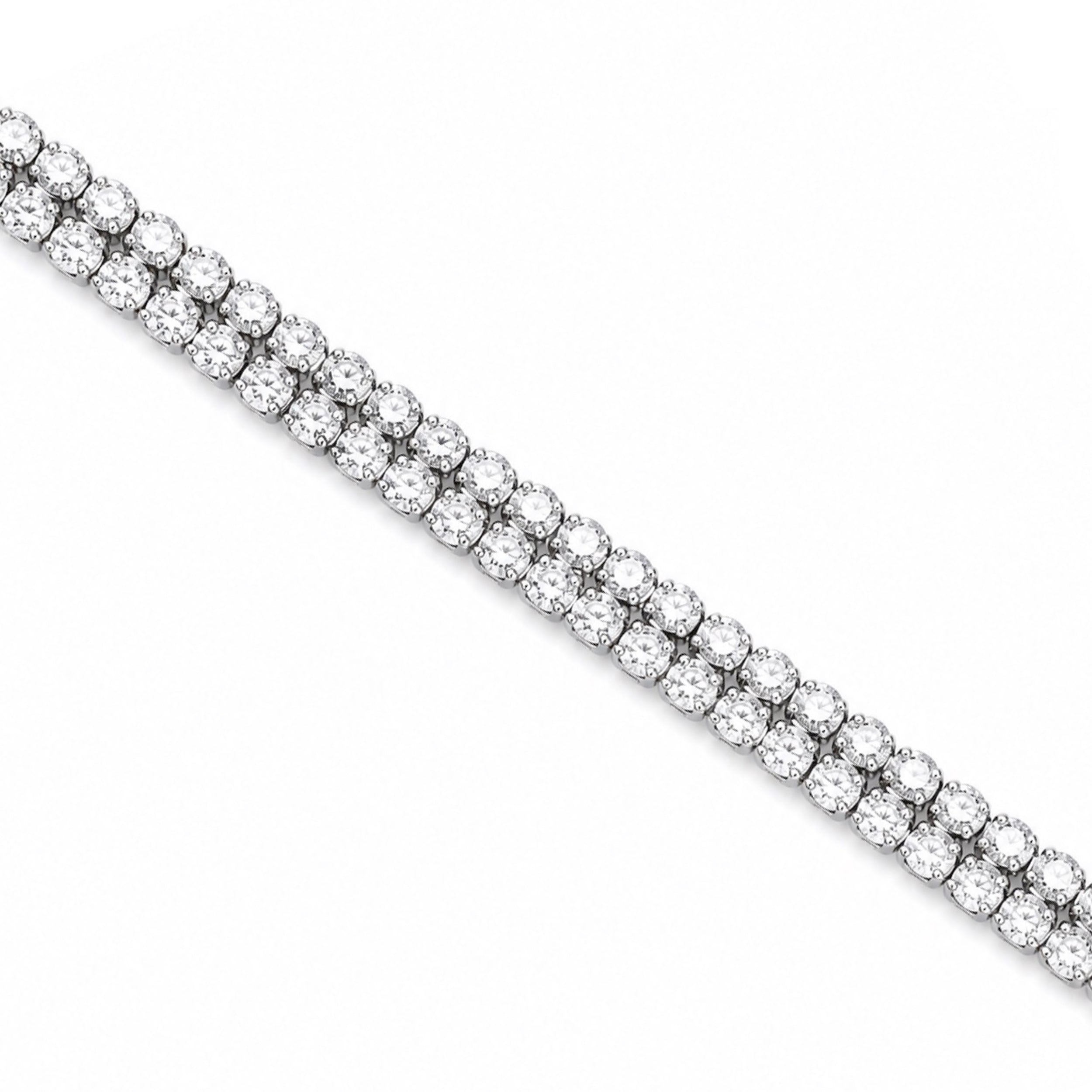 2連テニスブレスレット〖2ct / 幅3.3㎜〗ラボグロウンダイヤモンド|プラチナ900 / K18イエローゴールド|FカラーVS1アップエクセレントカット 鑑定書無し 受注製造約50日