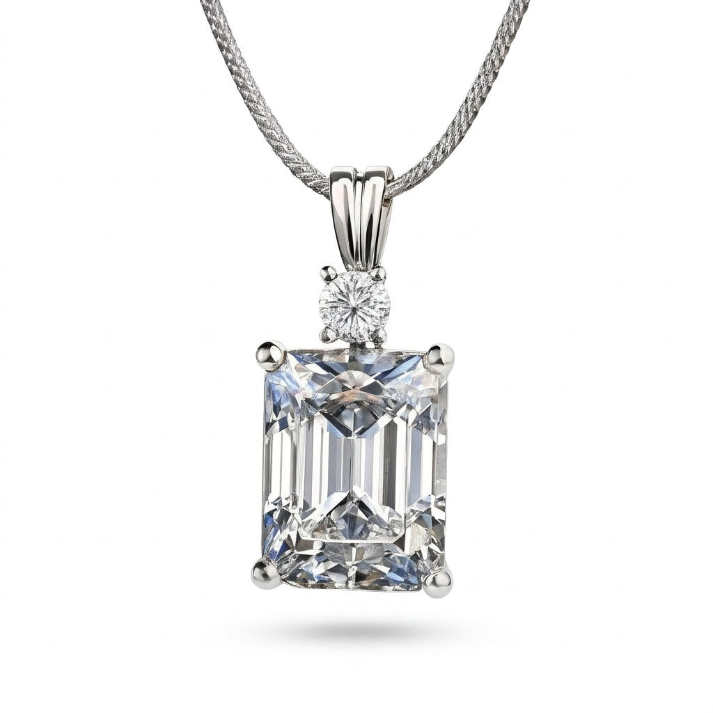 〖2ct / Eカラー VS1〗ラボグロウンダイヤモンド ネックレス|プラチナ900|エメラルドカット ペンダント|IGI鑑定書付き-オーダー制作・納期1−2ヶ月 ND-N003