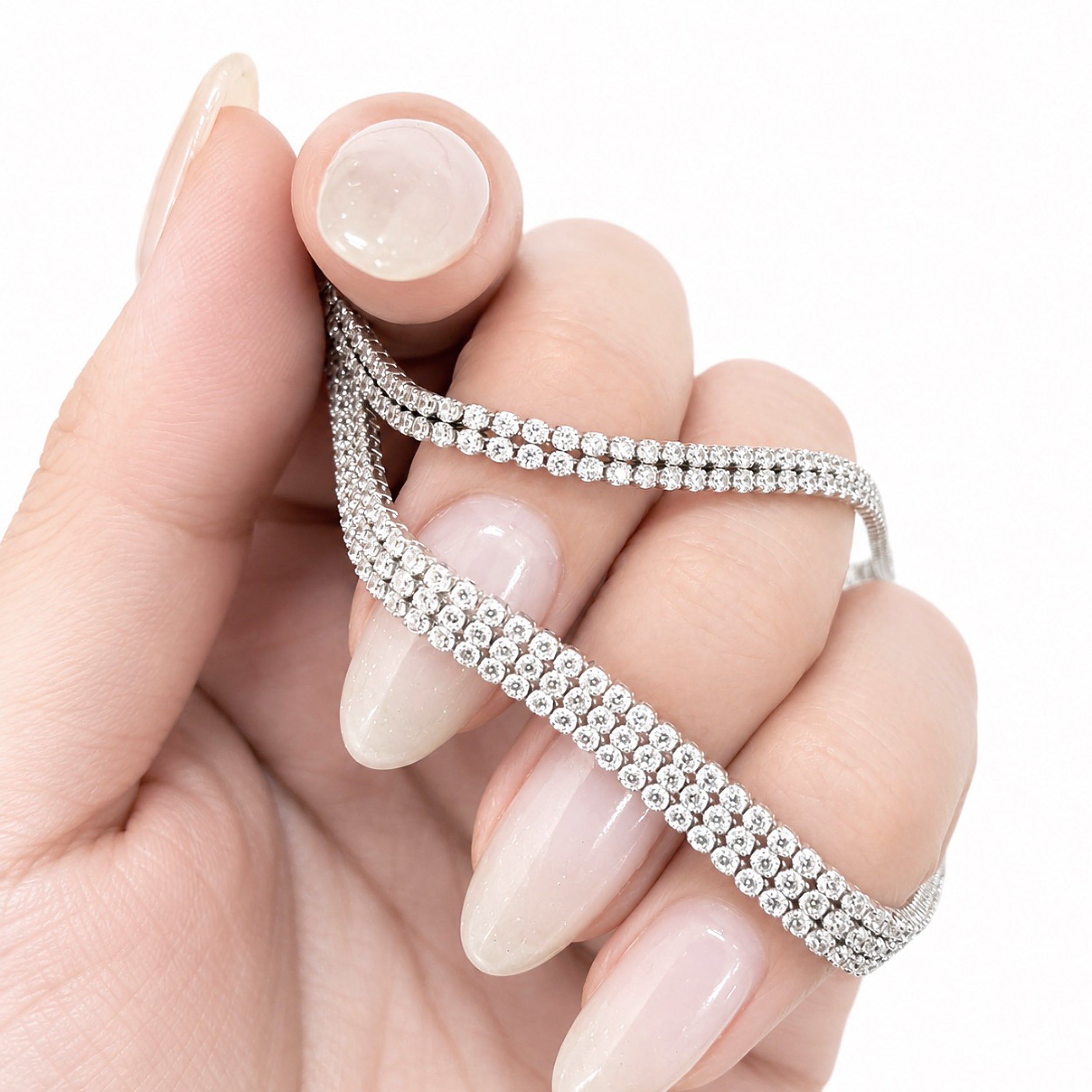 2連テニスブレスレット〖2ct / 幅3.3㎜〗ラボグロウンダイヤモンド|プラチナ900 / K18イエローゴールド|FカラーVS1アップエクセレントカット 鑑定書無し 受注製造約50日
