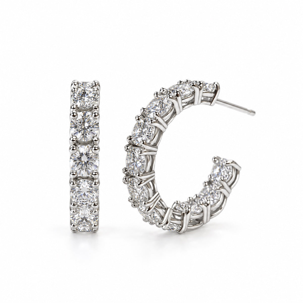 ダイヤモンドエタニティフープピアス〖合計4ct超え/0.2ct×11石 幅約4mm 外周約21mm〗ラボグロウンダイヤモンド|PT900/PT950 / K18イエローゴールド|Fカラー VS1アップ EX|鑑定書なし|受注制作