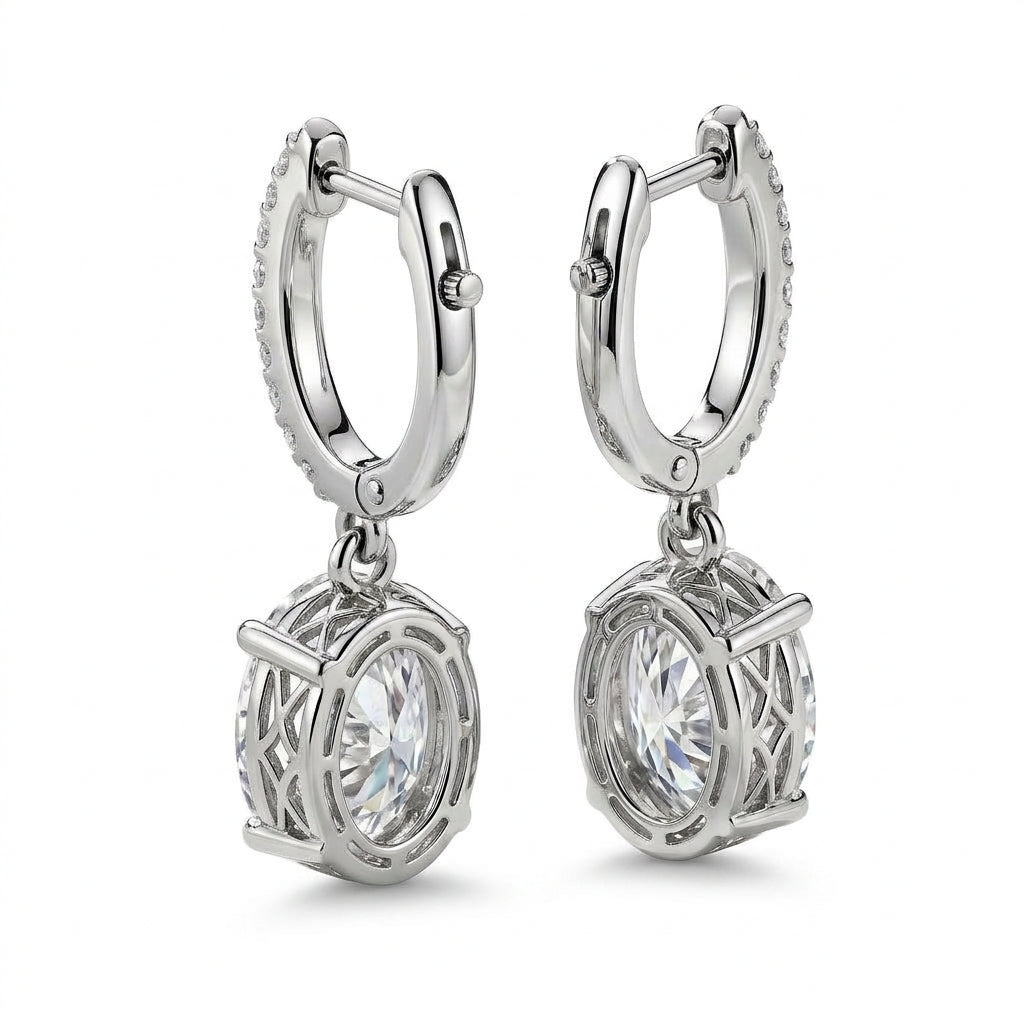 〖1ct×2 / Dカラー VVS2〗ラボグロウンダイヤモンド ピアス|プラチナ900|オーバル パヴェバンド|IGI鑑定書付き-オーダー制作