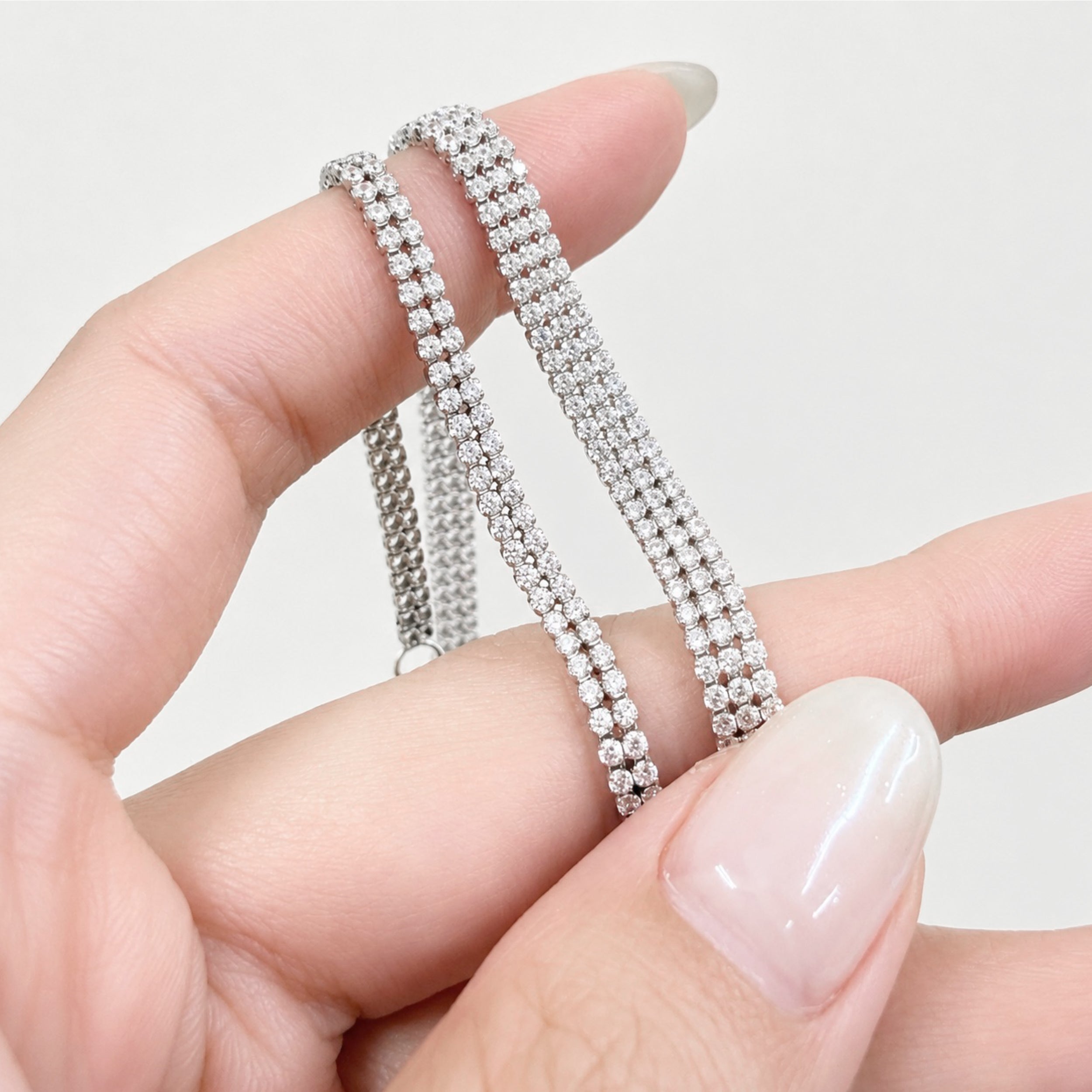 2連テニスブレスレット〖2ct / 幅3.3㎜〗ラボグロウンダイヤモンド|プラチナ900 / K18イエローゴールド|FカラーVS1アップエクセレントカット 鑑定書無し 受注製造約50日