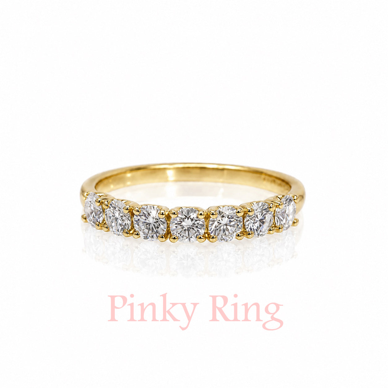 PINKYハーフエタニティリング〖0.7ct/0.1ct×7石 幅3mm〗ラボグロウンダイヤモンド|プラチナPT900/PT950 / K18イエローゴールド|受注制作/約50日でお届け|NAYA-1002|RNR00149