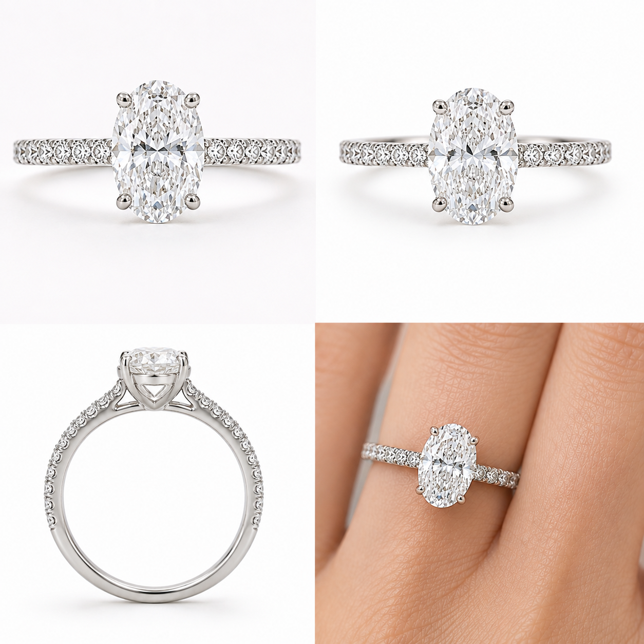 【お客様専用ページ】オーバルカット リング オーダーメイド|3.02ct Dカラー VVS2|PT950 4本爪 サイド2.5mmエタニティタイプ|8号|IGI鑑定書付き(LG819652991)