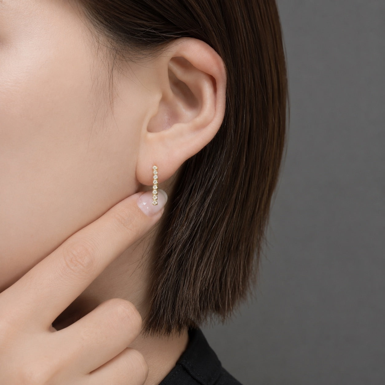 テニスピアス〖0.15ct×2/1.5㎝ 8コマ 〗ラボグロウンダイヤモンド|プラチナ900 / K18イエローゴールド|FカラーVS1アップ 受注制作/約50日でお届け