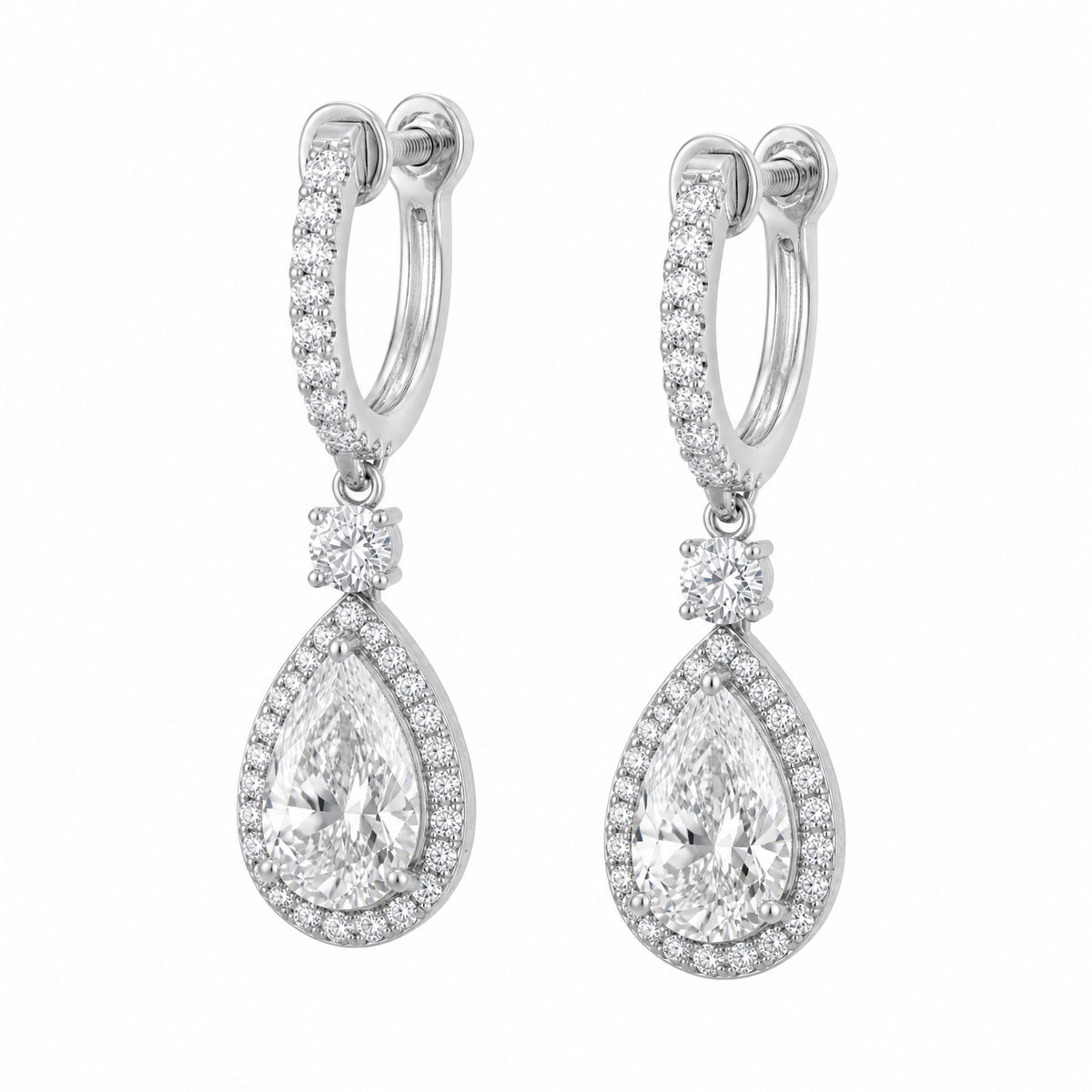 【お客様専用ページ】ペアシェイプ ヘイローチャーム オーダーメイド|0.71ct Dカラー VS2 + 0.72ct Dカラー VVS2|PT900 上石付き|合計¥140,000
