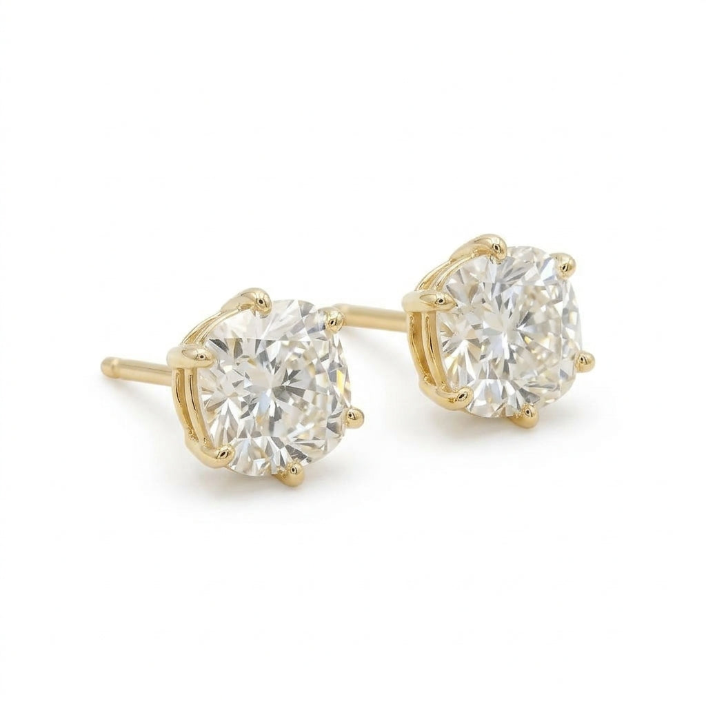 〖3ct ×2/ Dカラー VVS2〗ラボグロウンダイヤモンド ピアス|K18イエローゴールド|ラウンドスタッド|IGI鑑定書付き -オーダー制作・納期1−2ヶ月 ND-E004