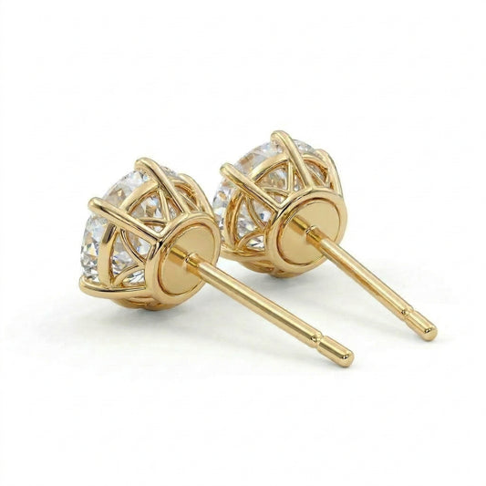 〖3ct ×2/ Dカラー VVS2〗ラボグロウンダイヤモンド ピアス|K18イエローゴールド|ラウンドスタッド|IGI鑑定書付き -オーダー制作・納期1−2ヶ月 ND-E004