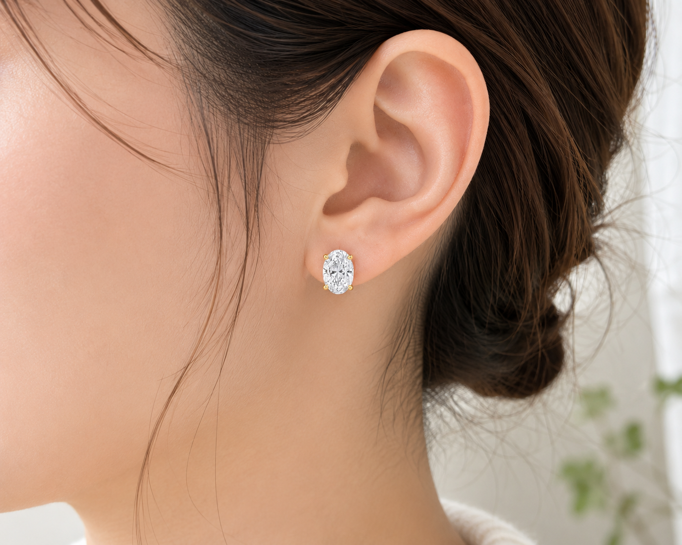 〖1ct / Dカラー VVS2〗ラボグロウンダイヤモンド ピアス|片耳|オーバル|プラチナ900 / K18イエローゴールド|IGI鑑定書付き|受注制作/約30日でお届け |NAYA-0062
