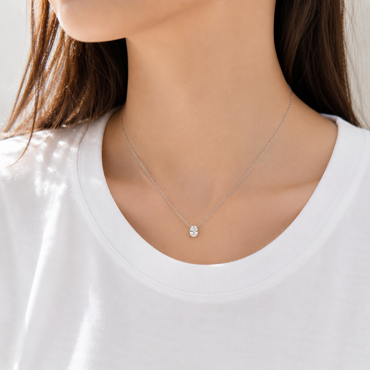 ラボグロウンダイヤモンド ネックレス 1ct Dカラー VVS2 オーバル プラチナ NAYA DIAMOND 画像4