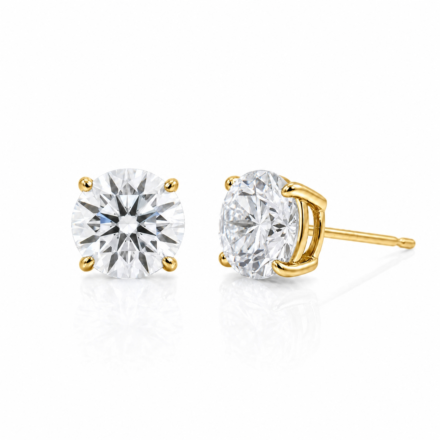 【お客様専用ページ】ダイヤピアス加工|1.5ct Fカラー VVS2 EX IGI付|K18イエローゴールド 4本爪2段腰 ポスト中央