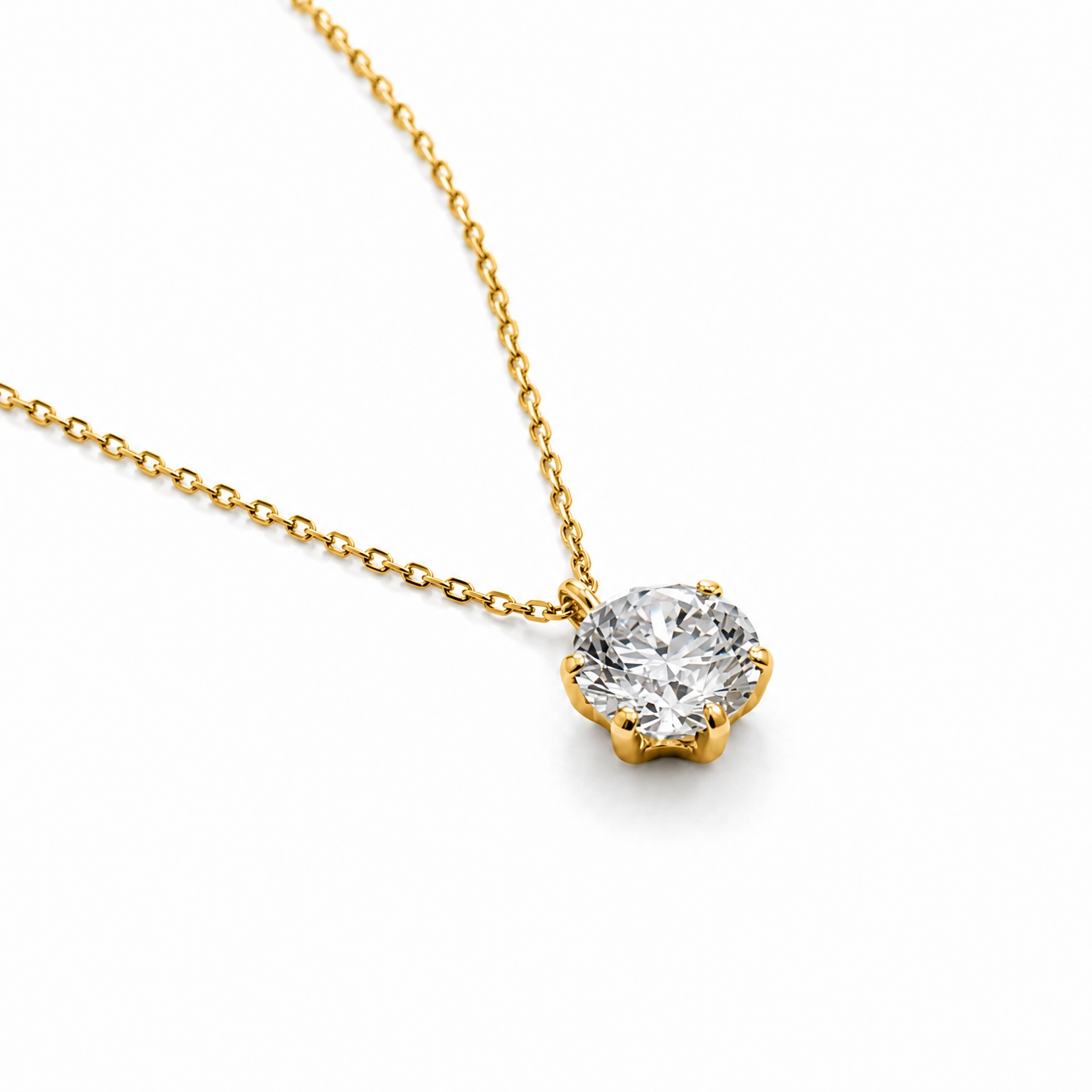 6本爪〖1.5ct / Fカラー /VS1/エクセレントカット〗ラボグロウンダイヤモンド ペンダント|プラチナ900 / K18イエローゴールド|ラウンドブリリアント|IGI鑑定書付き|定番人気 受注制作/約50日でお届け|NAYA-0242