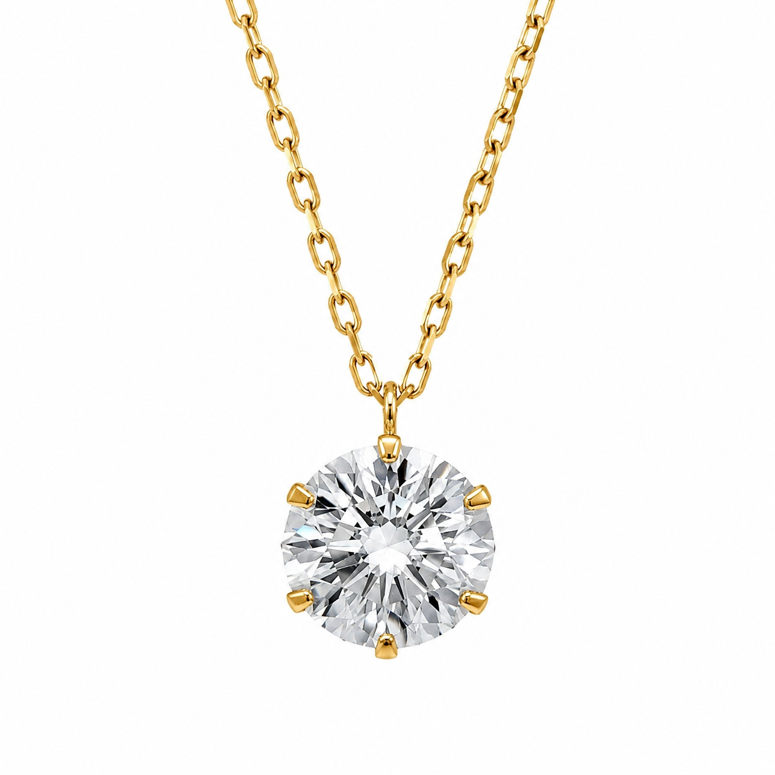 6本爪〖1.5ct / Fカラー /VS1/エクセレントカット〗ラボグロウンダイヤモンド ペンダント|プラチナ900 / K18イエローゴールド|ラウンドブリリアント|IGI鑑定書付き|定番人気 受注制作/約50日でお届け|NAYA-0242