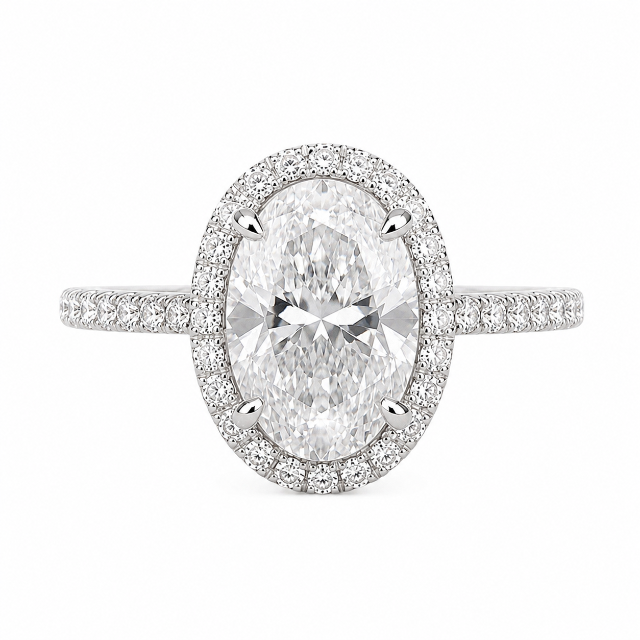 〖2.04ct / Eカラー VVS2〗ラボグロウンダイヤモンド リング|プラチナ900|オーバルブリリアント ヘイローリング|IGI鑑定書付き 受注制作/約50日でお届け