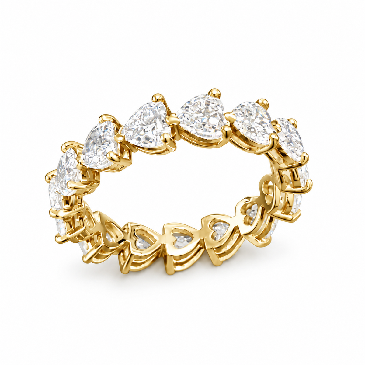 ハートシェイプ フルエタニティリング〖約3ct/0.2ct×16石 幅4.7mm〗ラボグロウンダイヤモンド|プラチナPT900/PT950 / K18イエローゴールド|Fカラー VS1アップ|受注制作/約50日でお届け