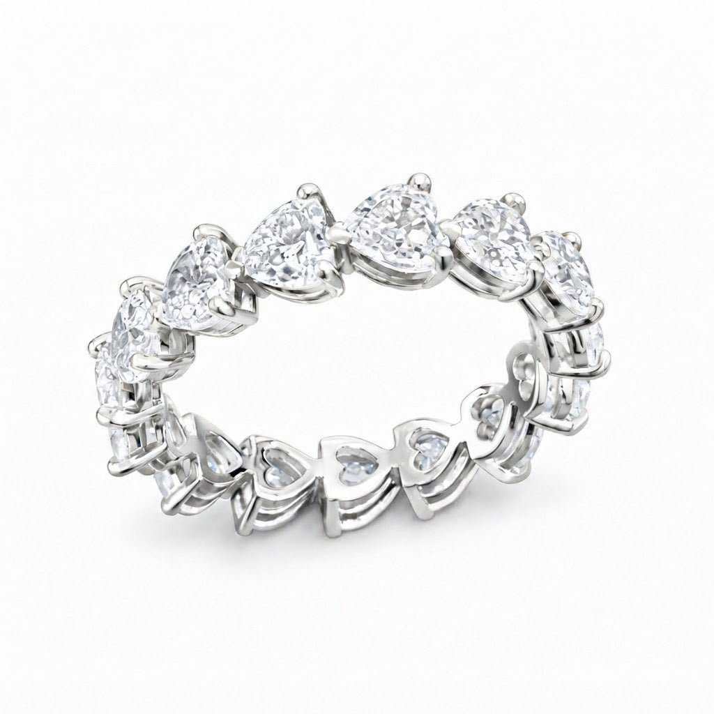 ハートシェイプ フルエタニティリング〖約3ct/0.2ct×16石 幅4.7mm〗ラボグロウンダイヤモンド|プラチナPT900/PT950 / K18イエローゴールド|Fカラー VS1アップ|受注制作/約50日でお届け