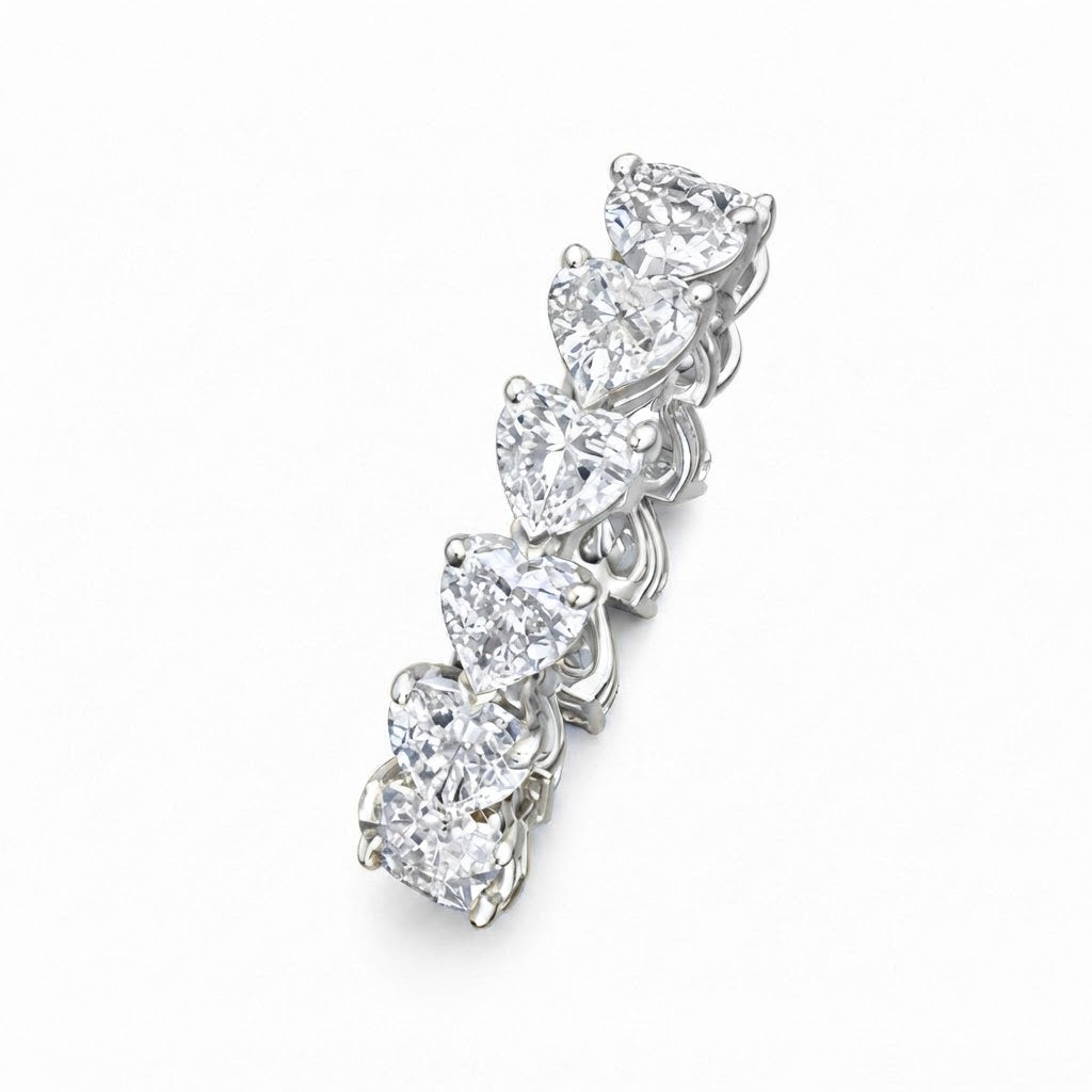 ハートシェイプ フルエタニティリング〖約3ct/0.2ct×16石 幅4.7mm〗ラボグロウンダイヤモンド|プラチナPT900/PT950 / K18イエローゴールド|Fカラー VS1アップ|受注制作/約50日でお届け