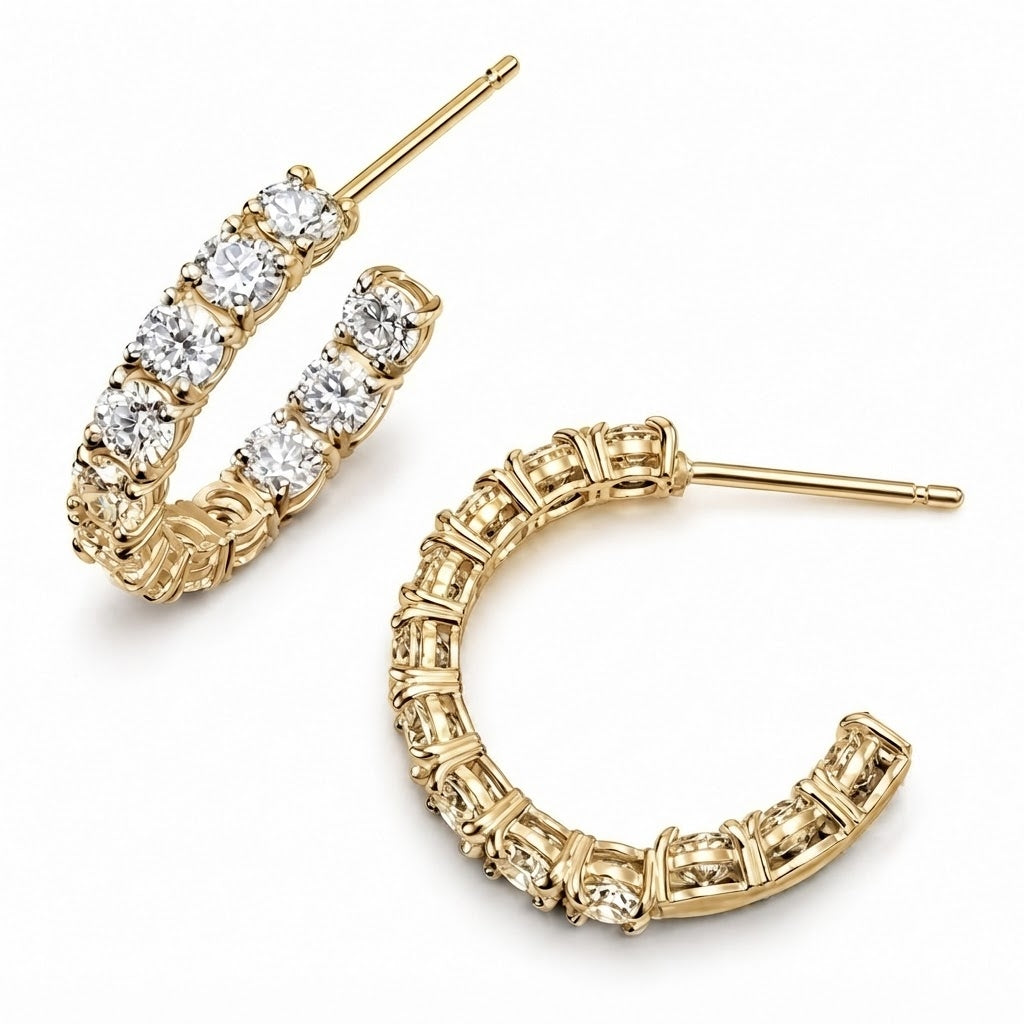 ダイヤモンドエタニティフープピアス〖合計2ct以上/0.1ct×12石 幅約3mm 外径約17mm〗ラボグロウンダイヤモンド|PT900/PT950 / K18イエローゴールドピンクゴールド|Fカラー VS1アップ EX|鑑定書なし|受注制作