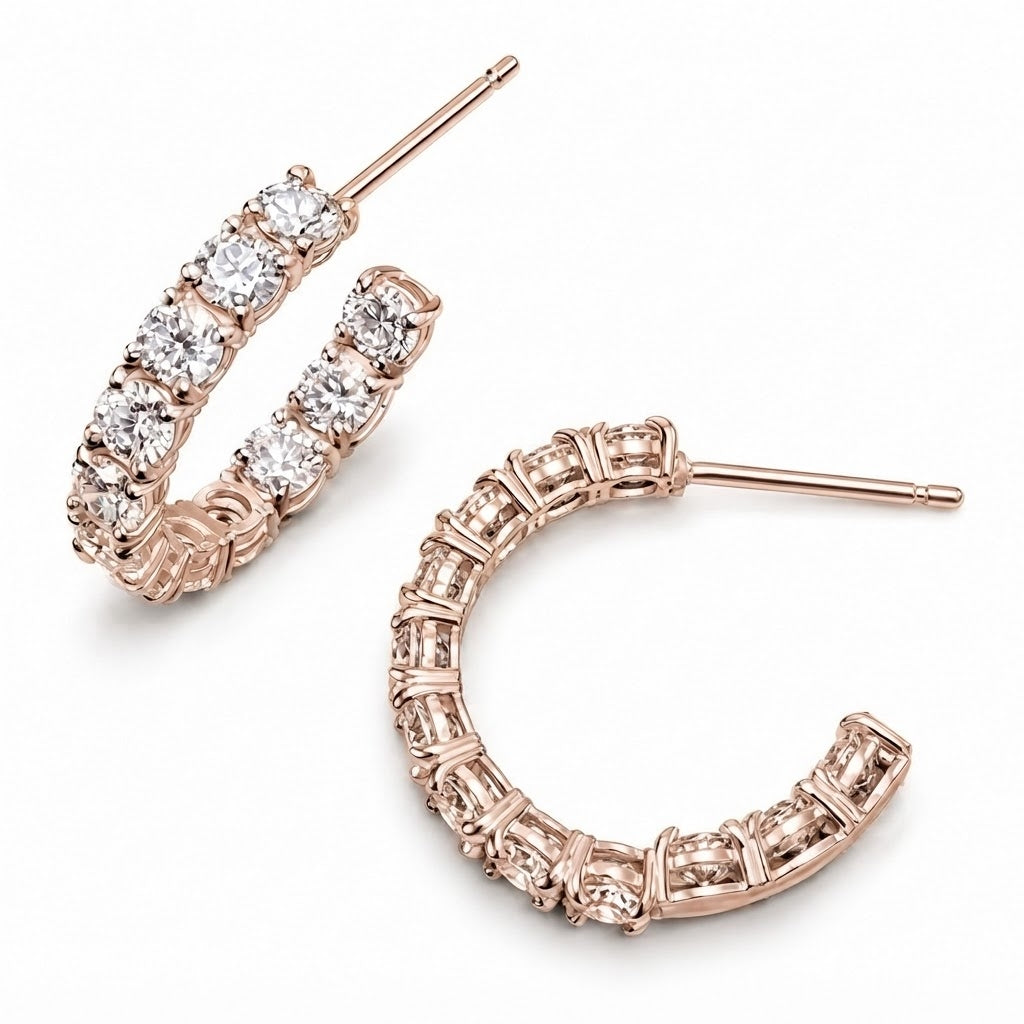 ダイヤモンドエタニティフープピアス〖合計2ct以上/0.1ct×12石 幅約3mm 外径約17mm〗ラボグロウンダイヤモンド|PT900/PT950 / K18イエローゴールドピンクゴールド|Fカラー VS1アップ EX|鑑定書なし|受注制作