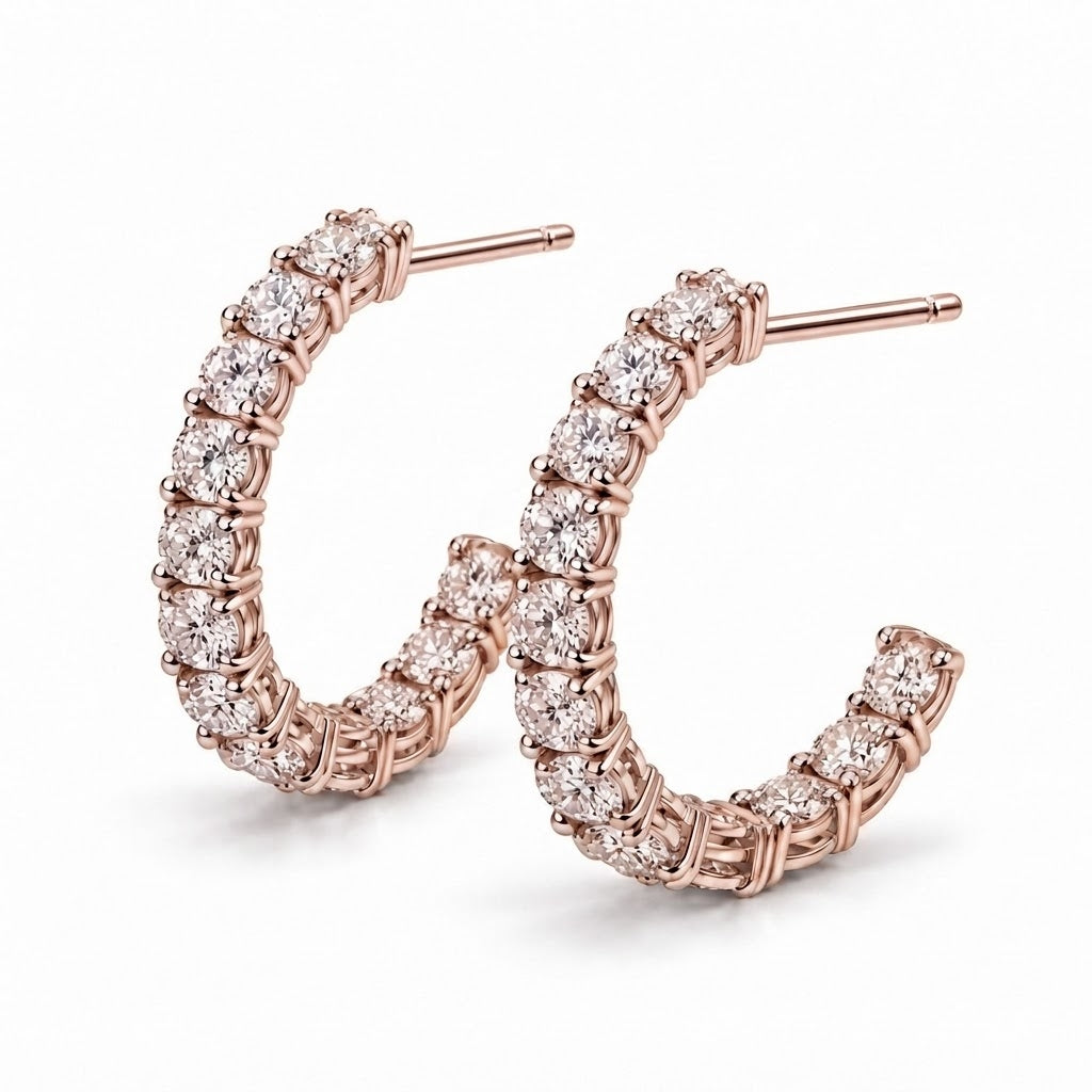 ダイヤモンドエタニティフープピアス〖合計2ct以上/0.1ct×12石 幅約3mm 外径約17mm〗ラボグロウンダイヤモンド|PT900/PT950 / K18イエローゴールドピンクゴールド|Fカラー VS1アップ EX|鑑定書なし|受注制作