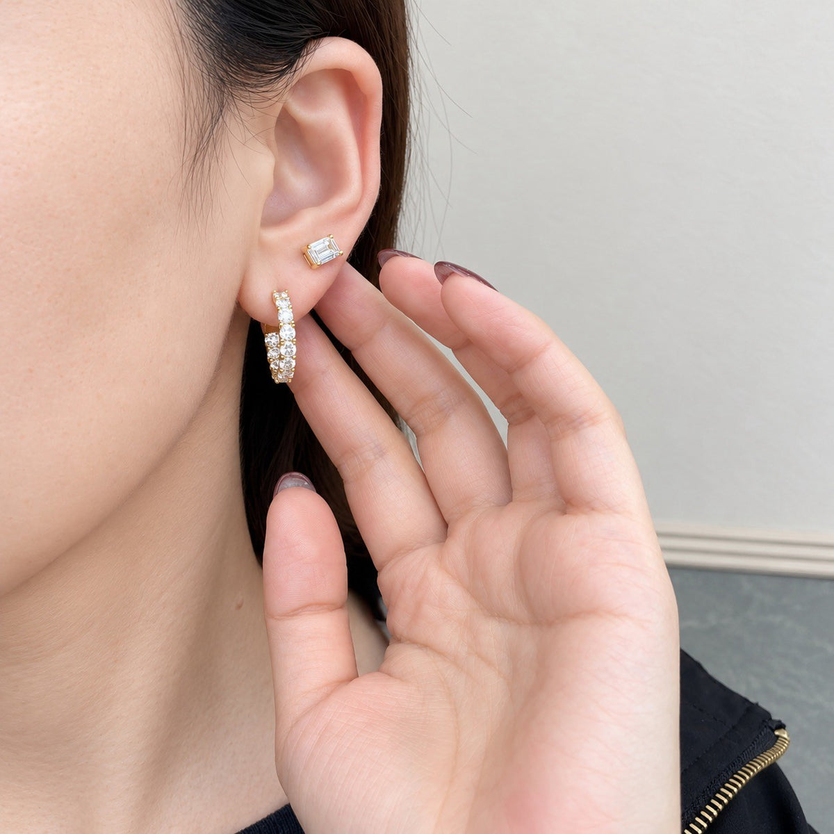 ダイヤモンドエタニティフープピアス〖合計2ct以上/0.1ct×12石 幅約3mm 外径約17mm〗ラボグロウンダイヤモンド|PT900/PT950 / K18イエローゴールドピンクゴールド|Fカラー VS1アップ EX|鑑定書なし|受注制作