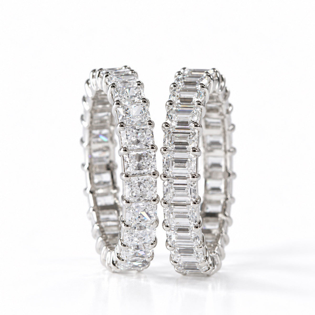 エメラルドカット フルエタニティリング〖3.8ct/0.17ct×24石 縦幅3.7㎜〗ラボグロウンダイヤモンド|PT900/PT950/k18イエローゴールド|Fカラー VS1アップ|受注制作/約40〜60日でお届け