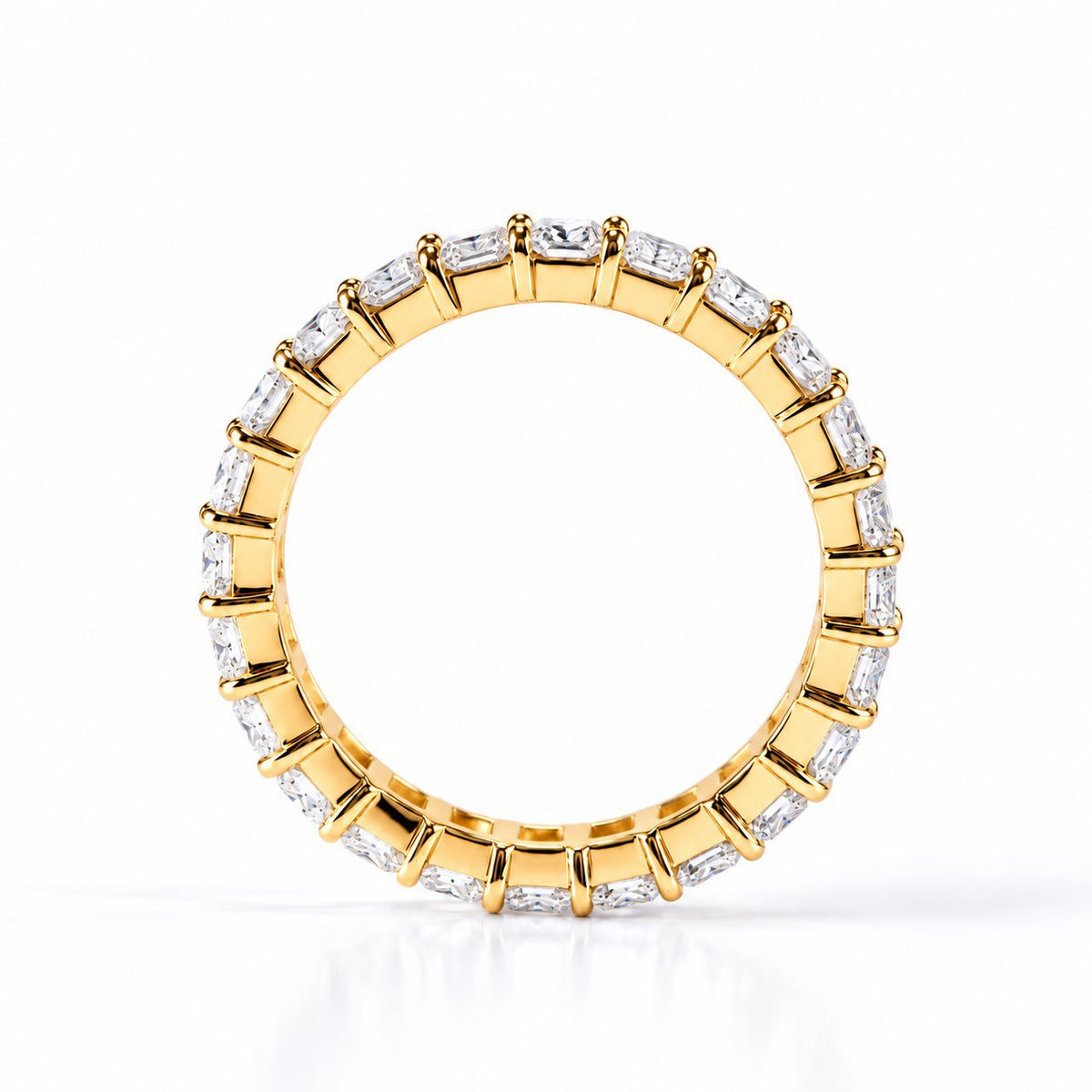 ラディアントカット フルエタニティリング〖約3.3ct 約0.15ct×24石 縦幅3.7mm リング幅4.5mm〗ラボグロウンダイヤモンド|プラチナPT900/PT950 / K18イエローゴールド|Fカラー VS1アップ|受注制作/約40〜60日でお届け