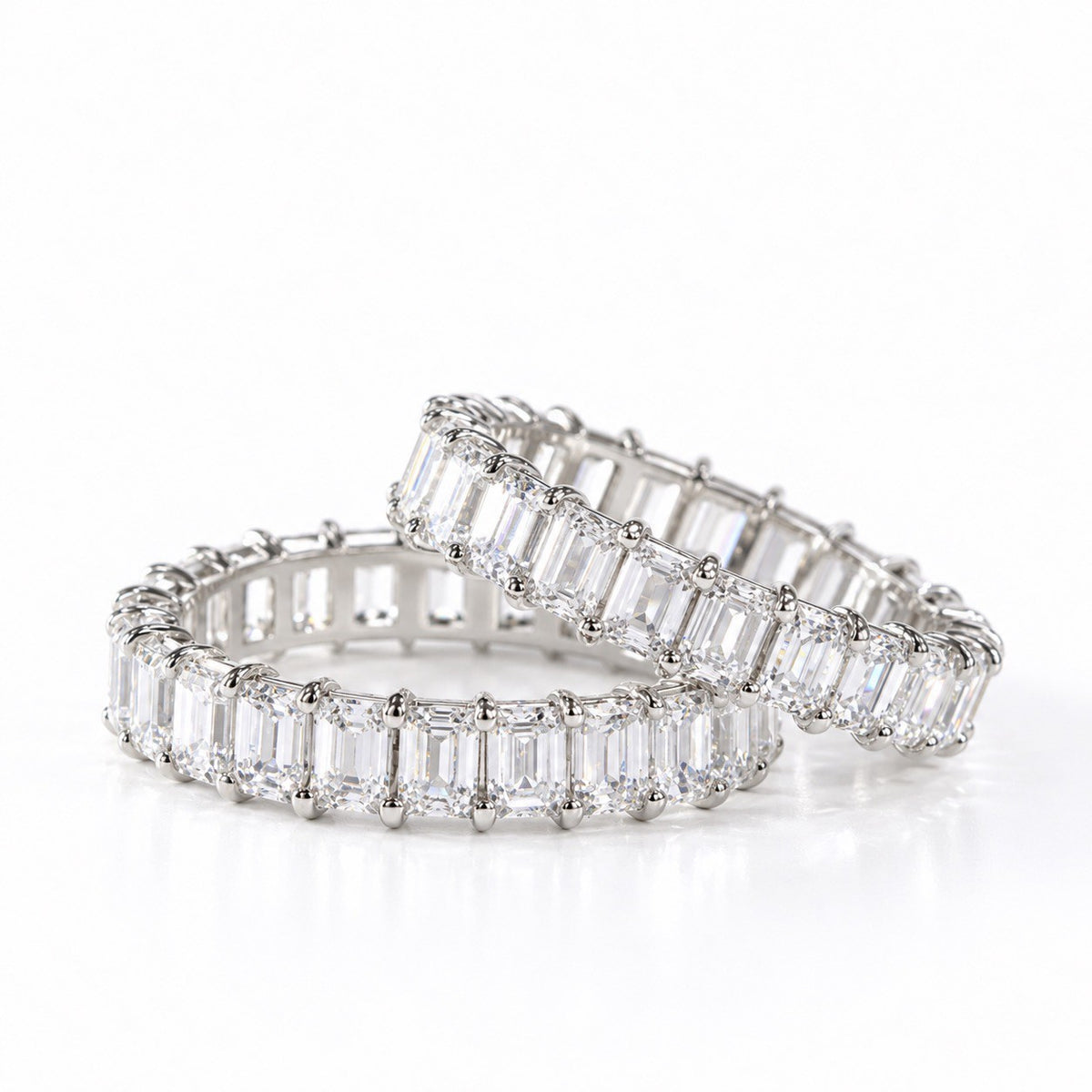 エメラルドカット フルエタニティリング〖3.8ct/0.17ct×24石 縦幅3.7㎜〗ラボグロウンダイヤモンド|PT900/PT950/k18イエローゴールド|Fカラー VS1アップ|受注制作/約40〜60日でお届け