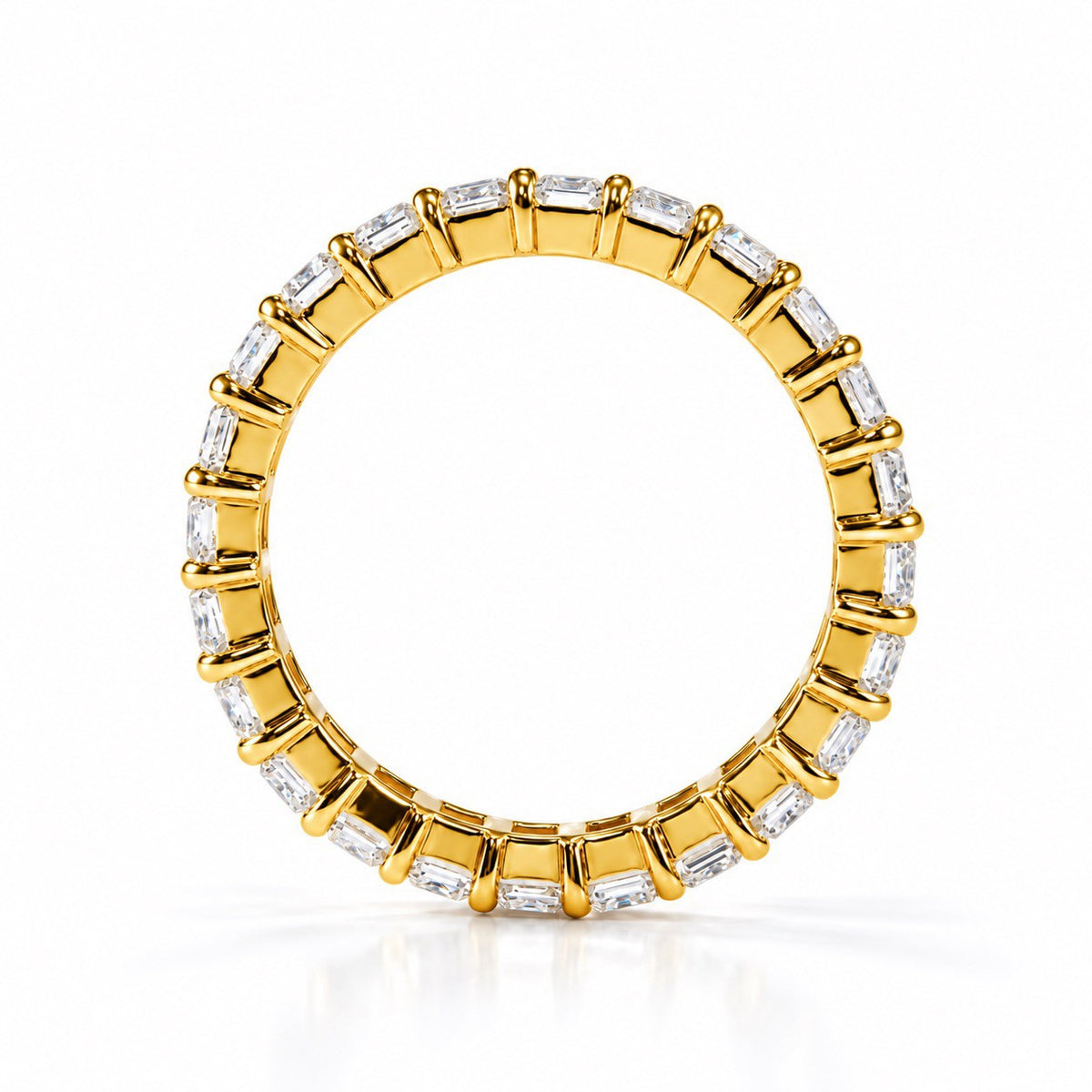 エメラルドカット フルエタニティリング〖3.8ct/0.17ct×24石 縦幅3.7㎜〗ラボグロウンダイヤモンド|PT900/PT950/k18イエローゴールド|Fカラー VS1アップ|受注制作/約40〜60日でお届け