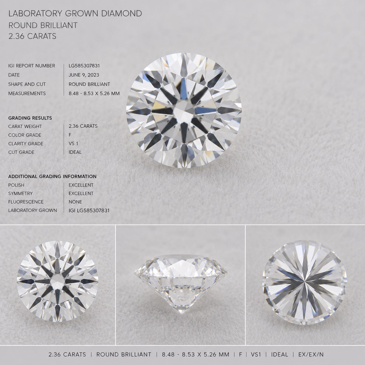 〖2.36ct / Fカラー VS1〗ラボグロウンダイヤモンド リング|プラチナ900|ラウンドブリリアント ヘイローリング|IGI鑑定書付き 受注制作/約50日でお届け|