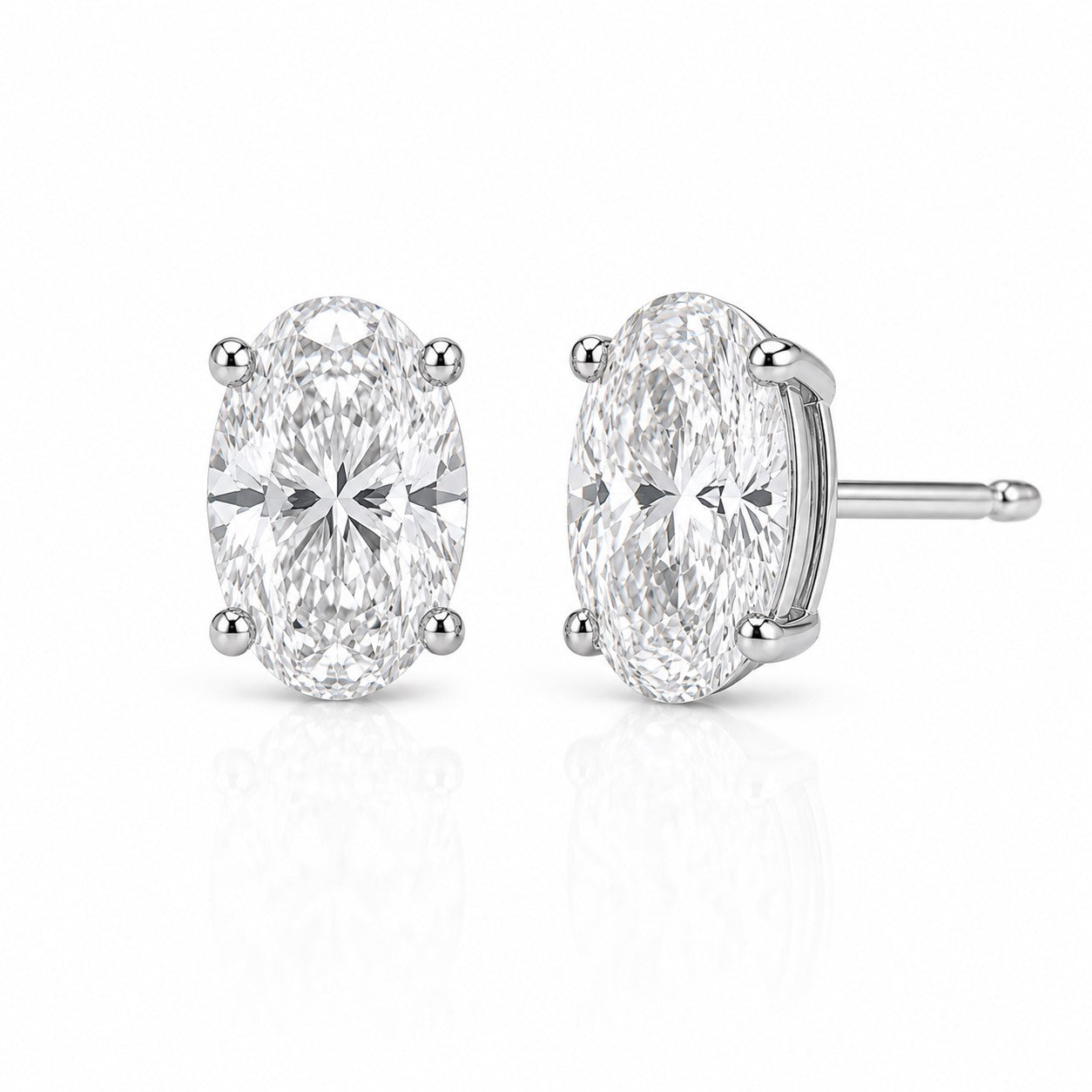 【お客様専用ページ】オーバルカット ダイヤモンドピアス|1.05ct + 1.04ct Dカラー VVS1|PT900 4本爪2段腰 ポスト中央|IGI鑑定書付き(LG818619400 / LG821608396)|親子割