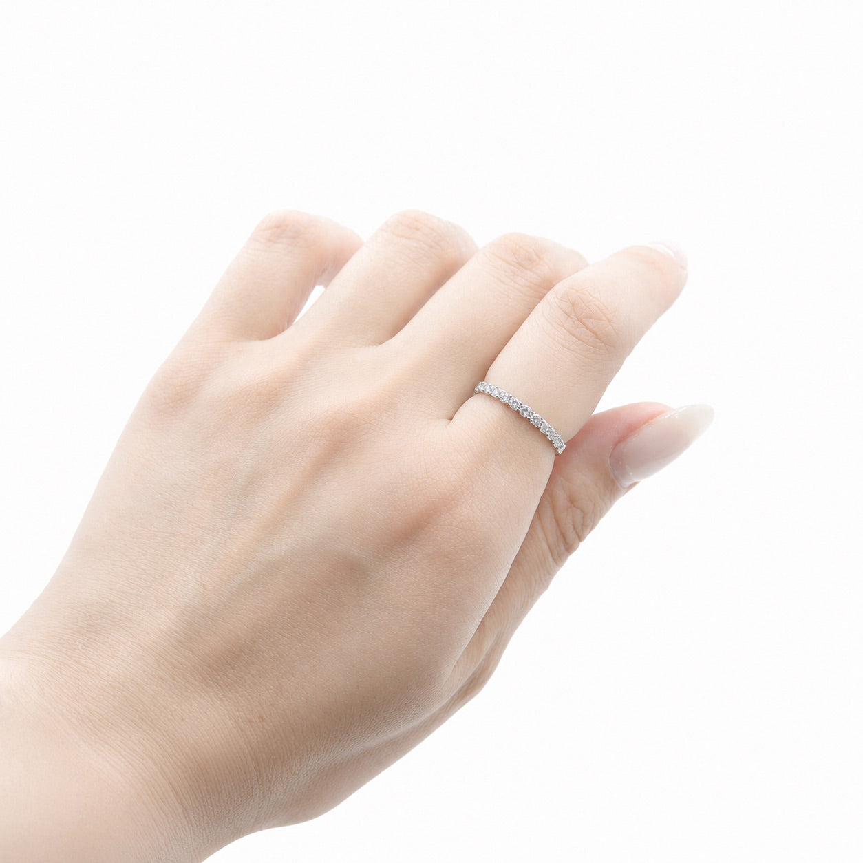 ハーフエタニティリング〖0.4ct/0.03ct×15石2mm 〗ラボグロウンダイヤモンド|プラチナPT900/PT950 / K18イエローゴールド|受注制作/約50日でお届け|NAYA-1002|RNR00149|